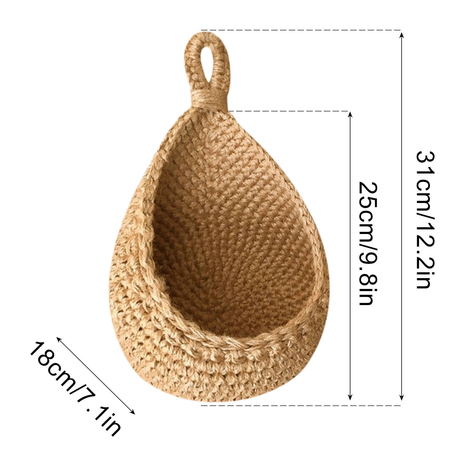 Hanging Wall Basket, Teardrop Hanging Baskets with Hanging Ring for Home Indoor Decoration, Hanging Plant Pot Holder, Vegetable Fruit Storage Baskets for Kitchen Wall Restaurant Balcony Garden E - Image 1