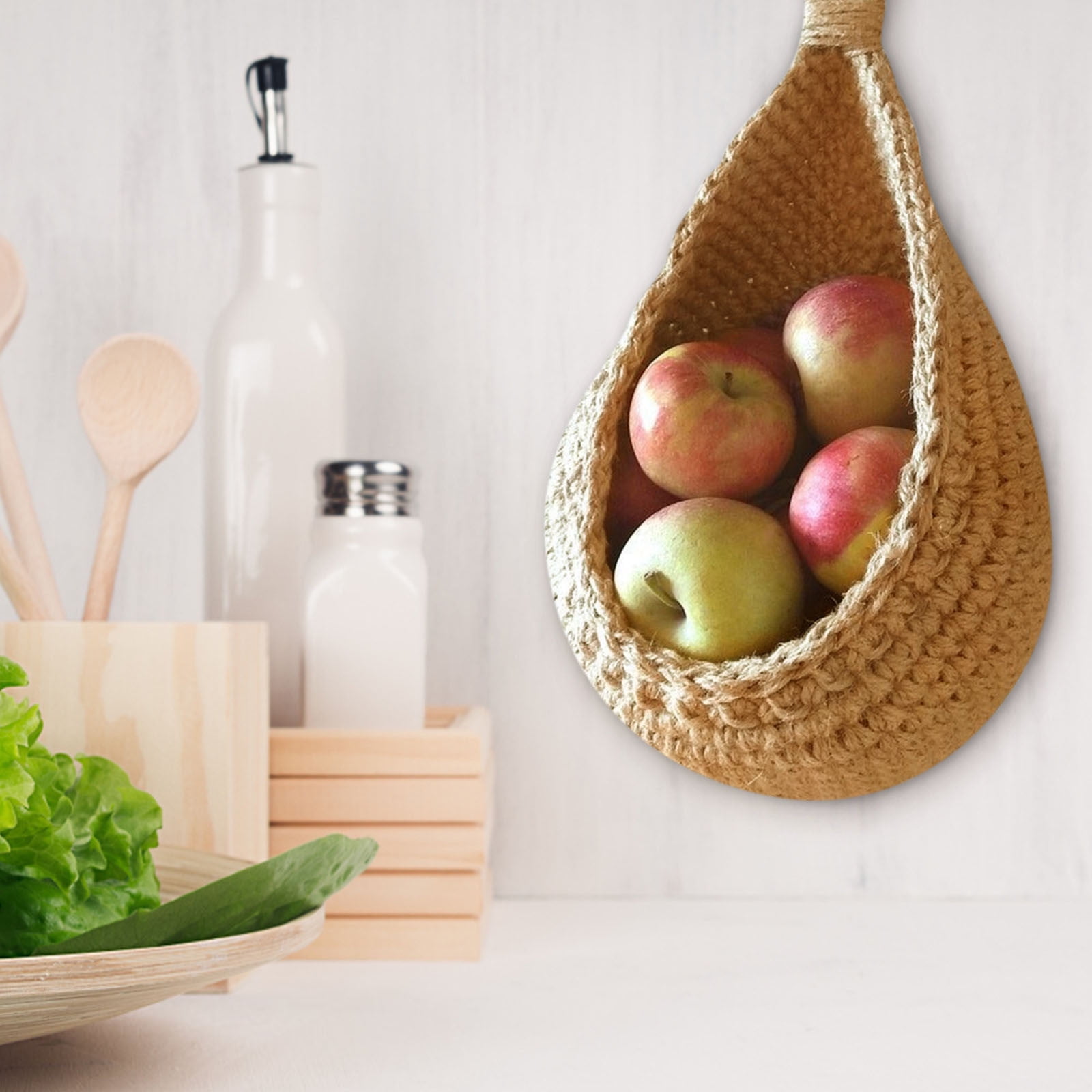 Hanging Wall Basket, Teardrop Hanging Baskets with Hanging Ring for Home Indoor Decoration, Hanging Plant Pot Holder, Vegetable Fruit Storage Baskets for Kitchen Wall Restaurant Balcony Garden F - Image 5