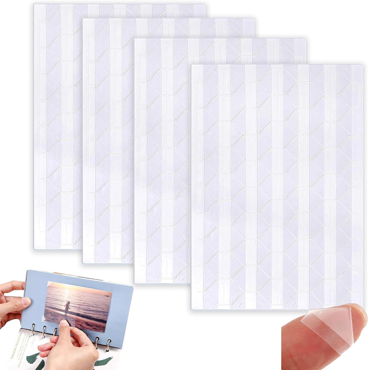Tutuviw 408 Pcs Clear Photo Corners Stickers Self-Adhesive Photo Corners Lens Photo Corner Sticker for DIY Scrapbooking, Memory Books Journal and Picture Album (Clear, 4 Sheet) - Image 1