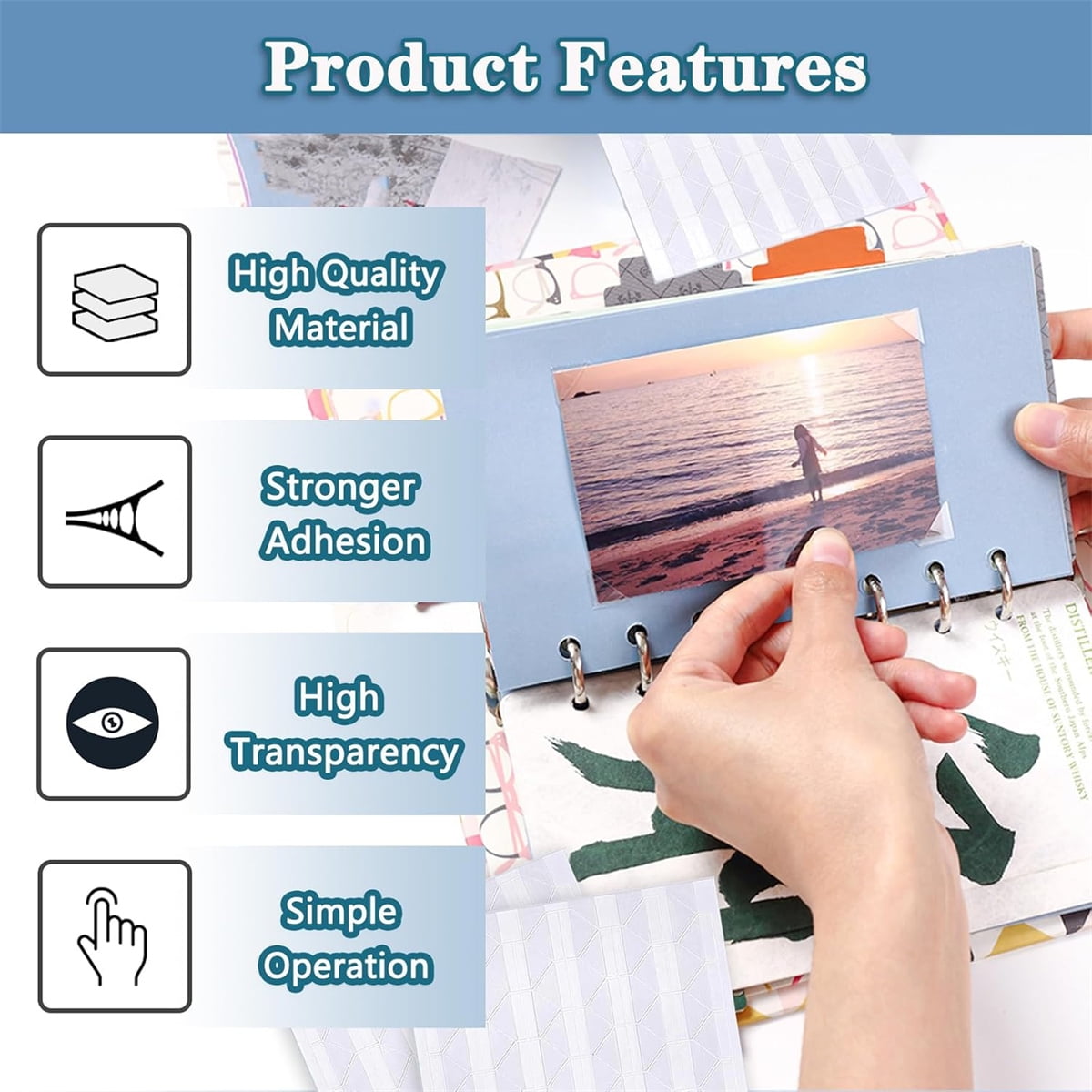 Tutuviw 408 Pcs Clear Photo Corners Stickers Self-Adhesive Photo Corners Lens Photo Corner Sticker for DIY Scrapbooking, Memory Books Journal and Picture Album (Clear, 4 Sheet) - Image 4
