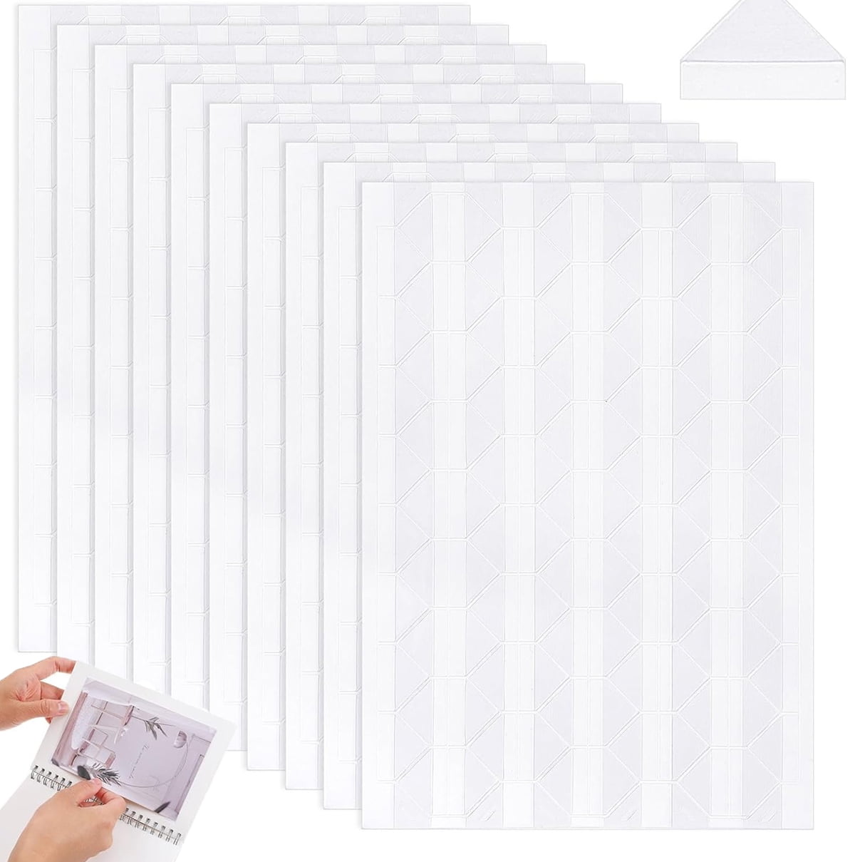 Tutuviw 408 Pcs Clear Photo Corners Stickers Self-Adhesive Photo Corners Lens Photo Corner Sticker for DIY Scrapbooking, Memory Books Journal and Picture Album (Clear, 4 Sheet) - Image 1