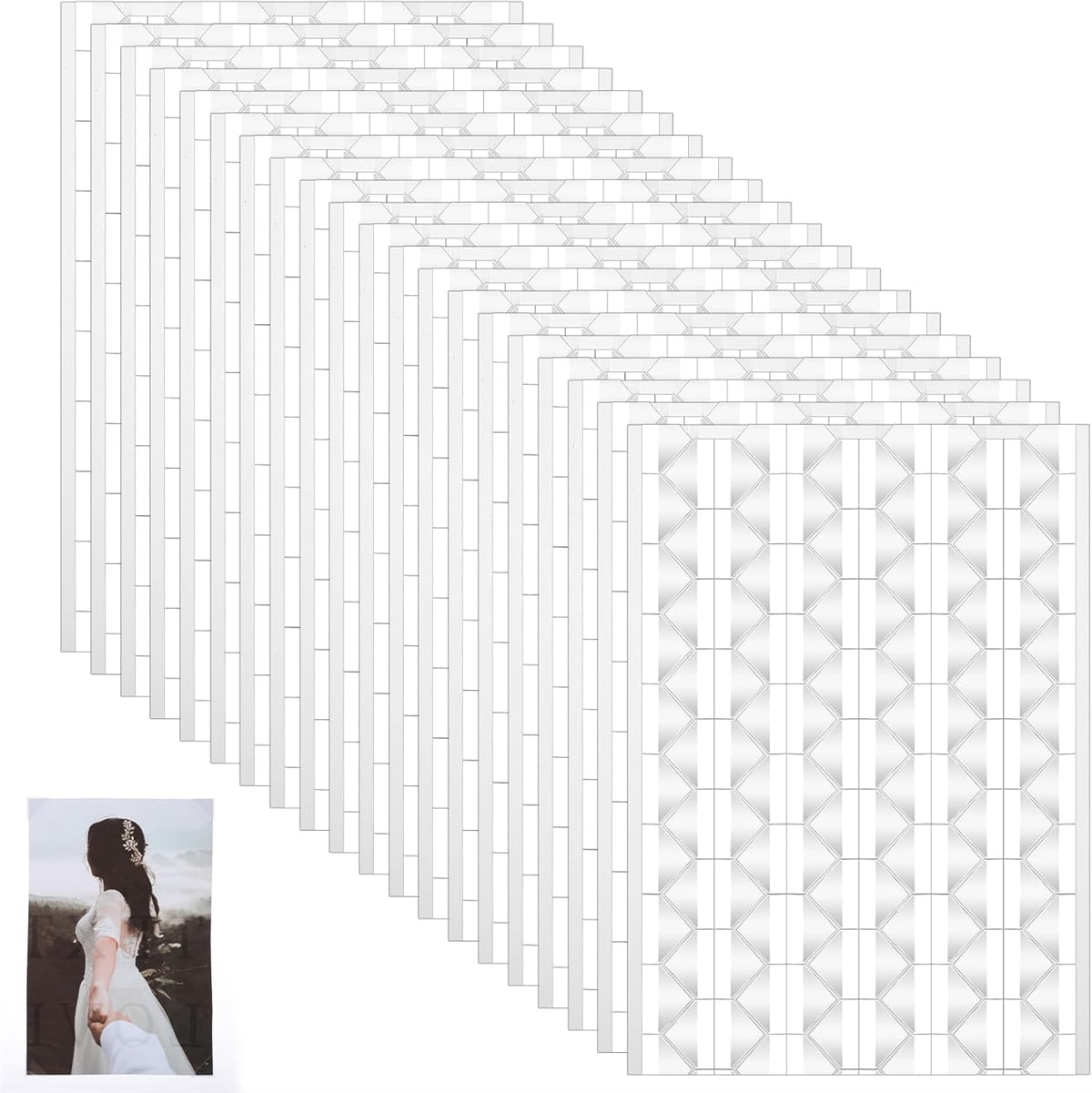 Tutuviw 408 Pcs Clear Photo Corners Stickers Self-Adhesive Photo Corners Lens Photo Corner Sticker for DIY Scrapbooking, Memory Books Journal and Picture Album (Clear, 4 Sheet) - Image 1