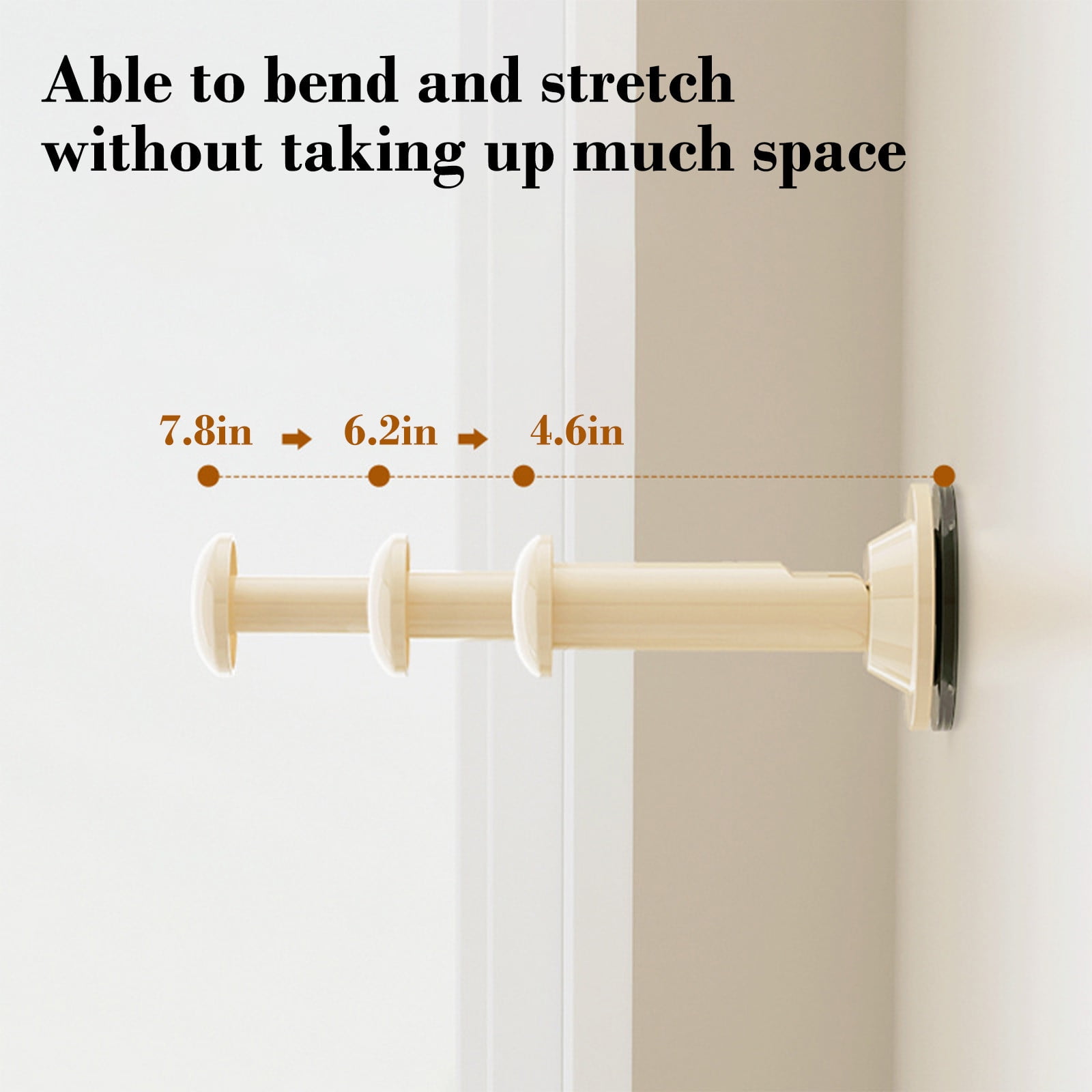 2PCS Retractable Clothes Hanger Storage Rack, Extendable Clothes Hanger with Suction Cup, Space Saving Household Tool for Closet Washer Dryer Beige - Image 6