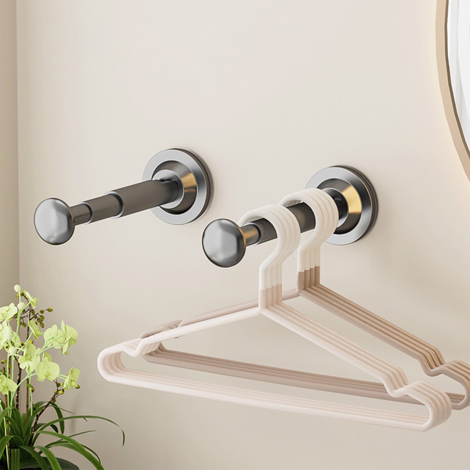 2PCS Retractable Clothes Hanger Storage Rack, Extendable Clothes Hanger with Suction Cup, Space Saving Household Tool for Closet Washer Dryer Black - Image 4