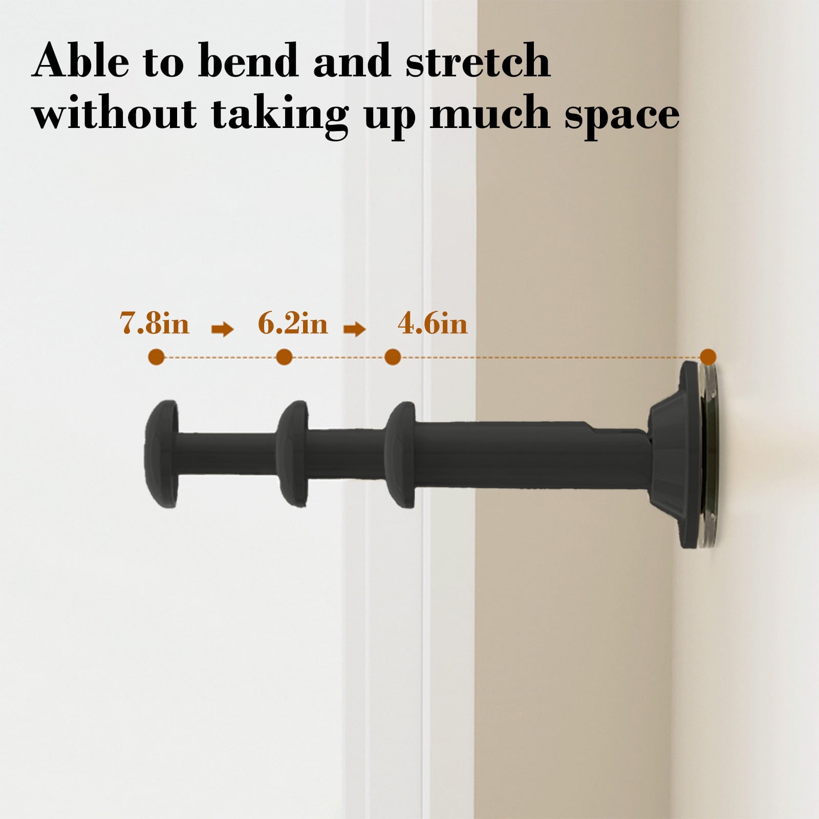 2PCS Retractable Clothes Hanger Storage Rack, Extendable Clothes Hanger with Suction Cup, Space Saving Household Tool for Closet Washer Dryer Black - Image 6