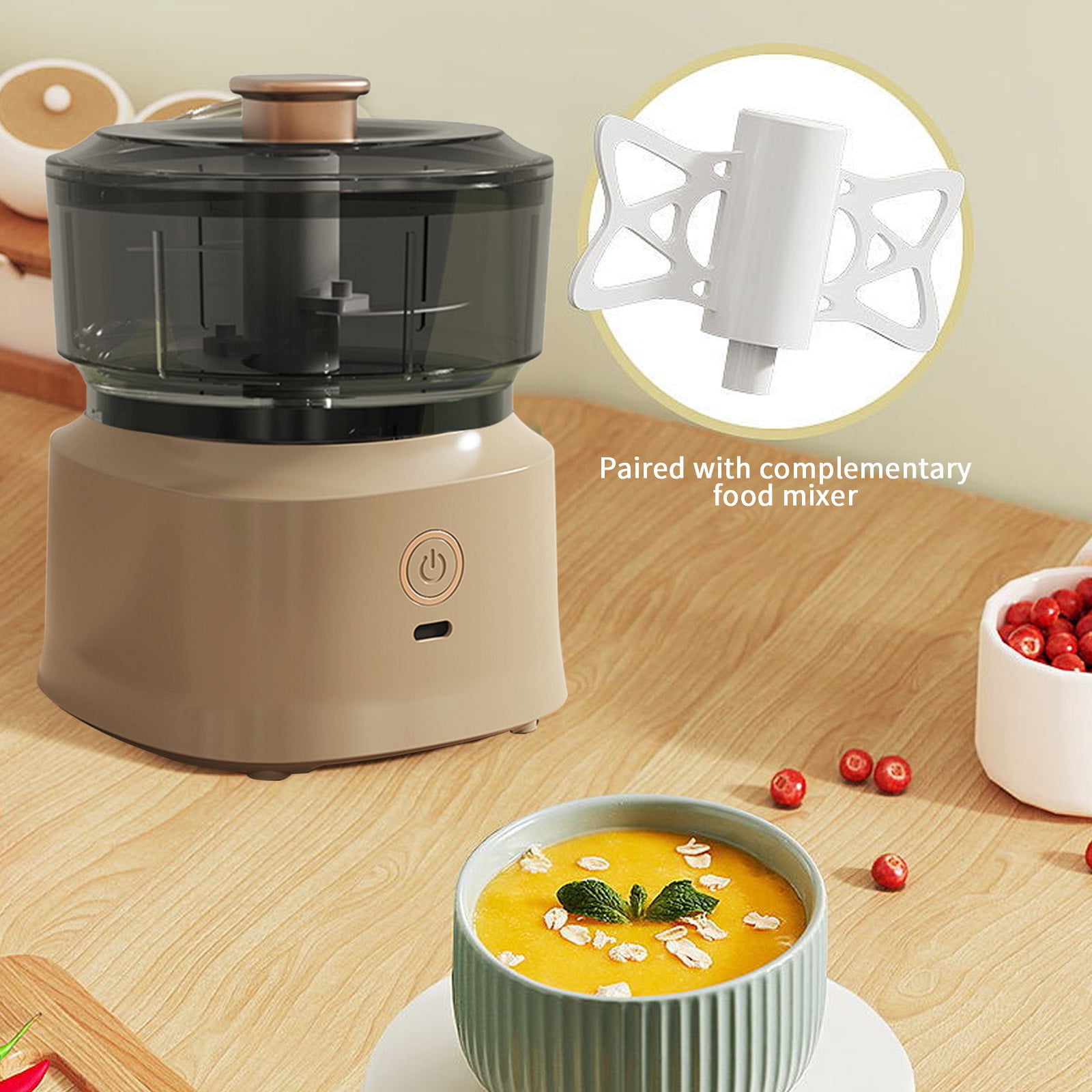 Food Processor, 350ML Electric Food Chopper with Stainless Steel Blade and USB Rechargeable, Mini Chopper, Garlic Chopper, Vegetable Masher, for Onions Meat Spices Coffee - Image 6