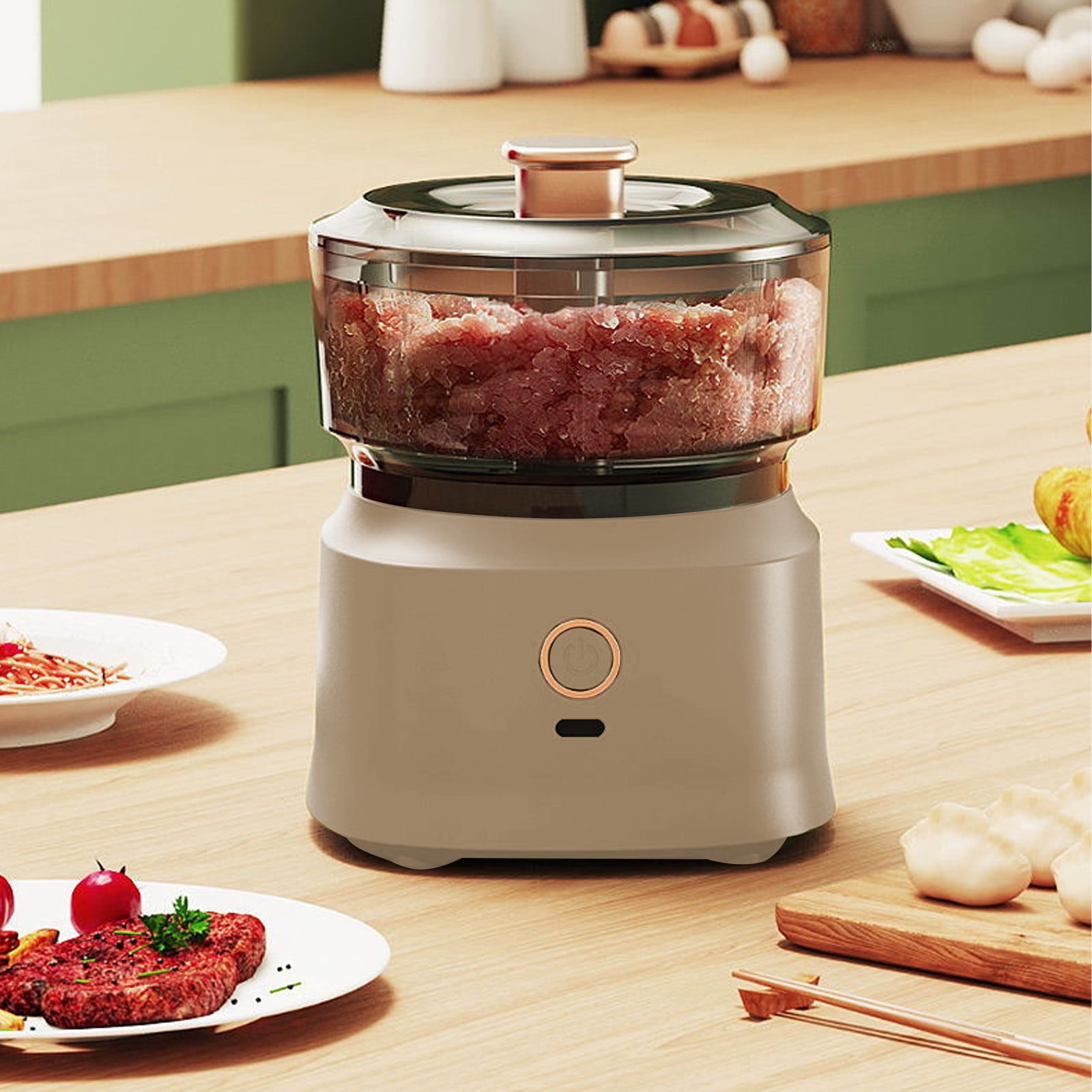 Food Processor, 350ML Electric Food Chopper with Stainless Steel Blade and USB Rechargeable, Mini Chopper, Garlic Chopper, Vegetable Masher, for Onions Meat Spices White - Image 1