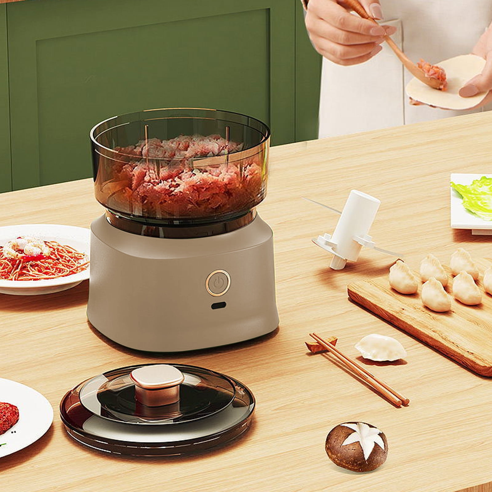 Food Processor, 350ML Electric Food Chopper with Stainless Steel Blade and USB Rechargeable, Mini Chopper, Garlic Chopper, Vegetable Masher, for Onions Meat Spices White - Image 4