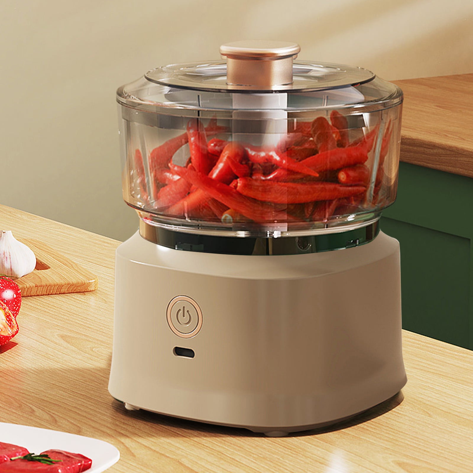 Food Processor, 350ML Electric Food Chopper with Stainless Steel Blade and USB Rechargeable, Mini Chopper, Garlic Chopper, Vegetable Masher, for Onions Meat Spices White - Image 5