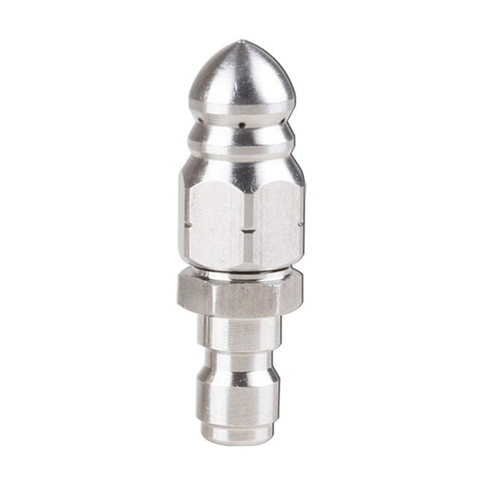 Pressure Washer Sewer Jetter Nozzle with Stainless Steel, Mini Compact Durable Sewer Jet Nozzle, Pressure Drain Jetter Nozzle, Sewer Cleaning Tool, for Pipe Unclogging Silver - Image 2