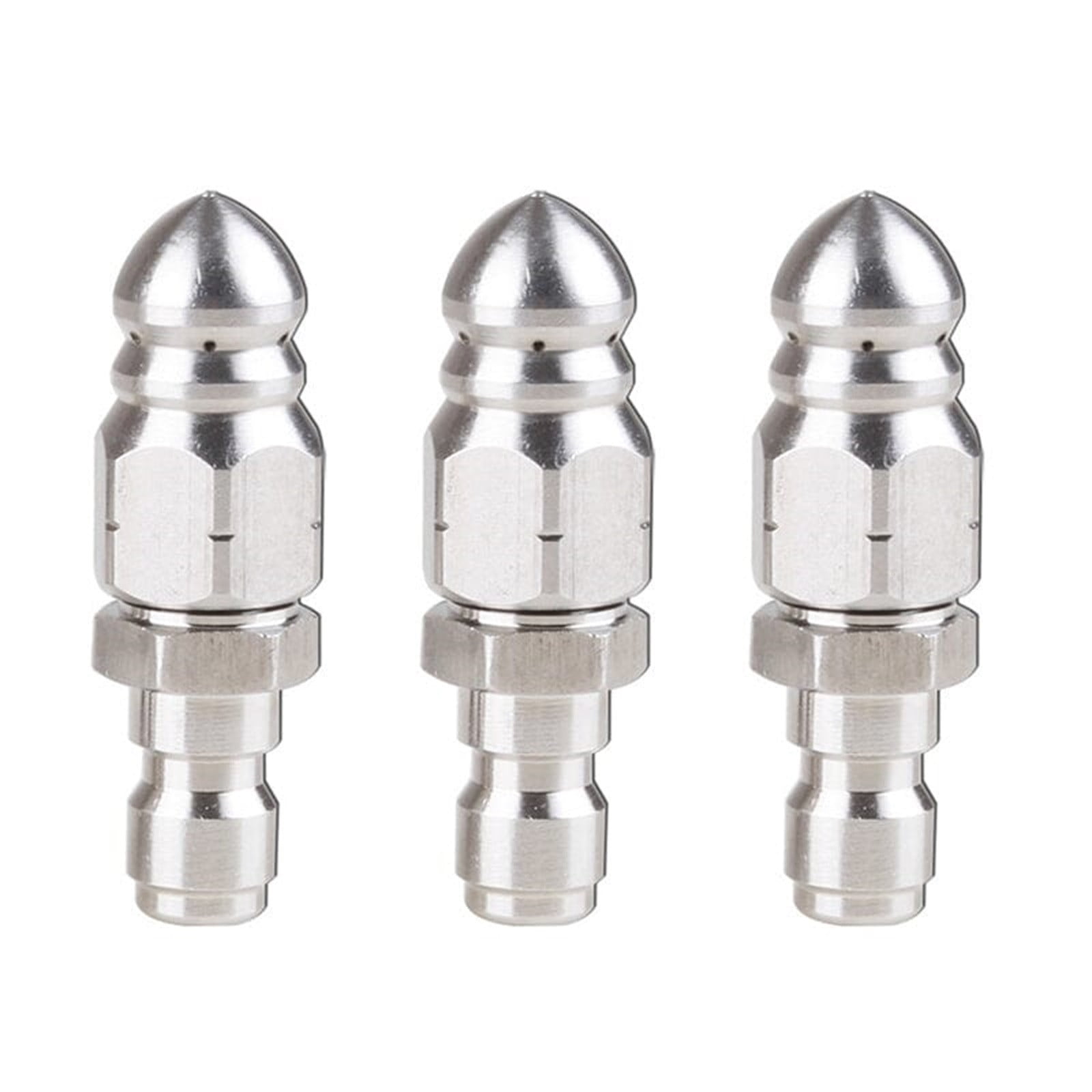 Pressure Washer Sewer Jetter Nozzle with Stainless Steel, Mini Compact Durable Sewer Jet Nozzle, Pressure Drain Jetter Nozzle, Sewer Cleaning Tool, for Pipe Unclogging Silver - Image 3