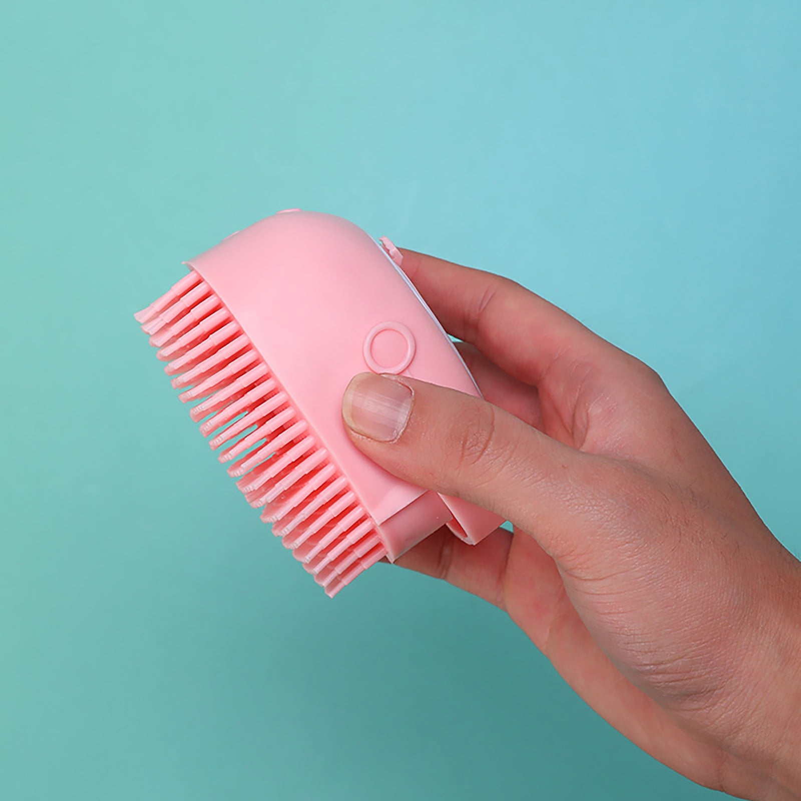 Dog Bath Brush, Pet Massage Brush, Shampoo Dispenser, Soft Silicone Brush, Rubber Bristle for Dogs and Cats Shower, Soft Pet Rub Back Brush, Shower Brush Blue - Image 3