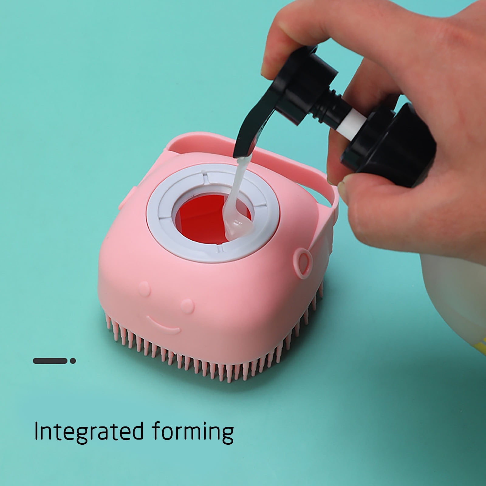 Dog Bath Brush, Pet Massage Brush, Shampoo Dispenser, Soft Silicone Brush, Rubber Bristle for Dogs and Cats Shower, Soft Pet Rub Back Brush, Shower Brush Yellow - Image 2