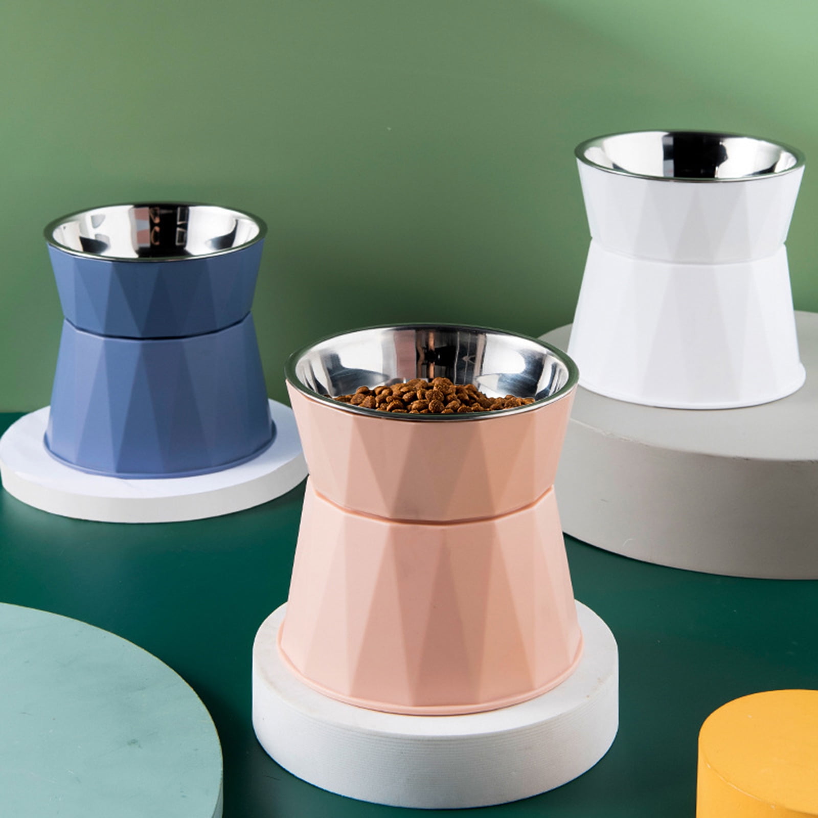 Dog Bowl Raised Cat Food Water Bowls with Detachable Elevated Stand Pet Stainless Steel Feeder Bowl No-Spill Anti Slip Pink - Image 2