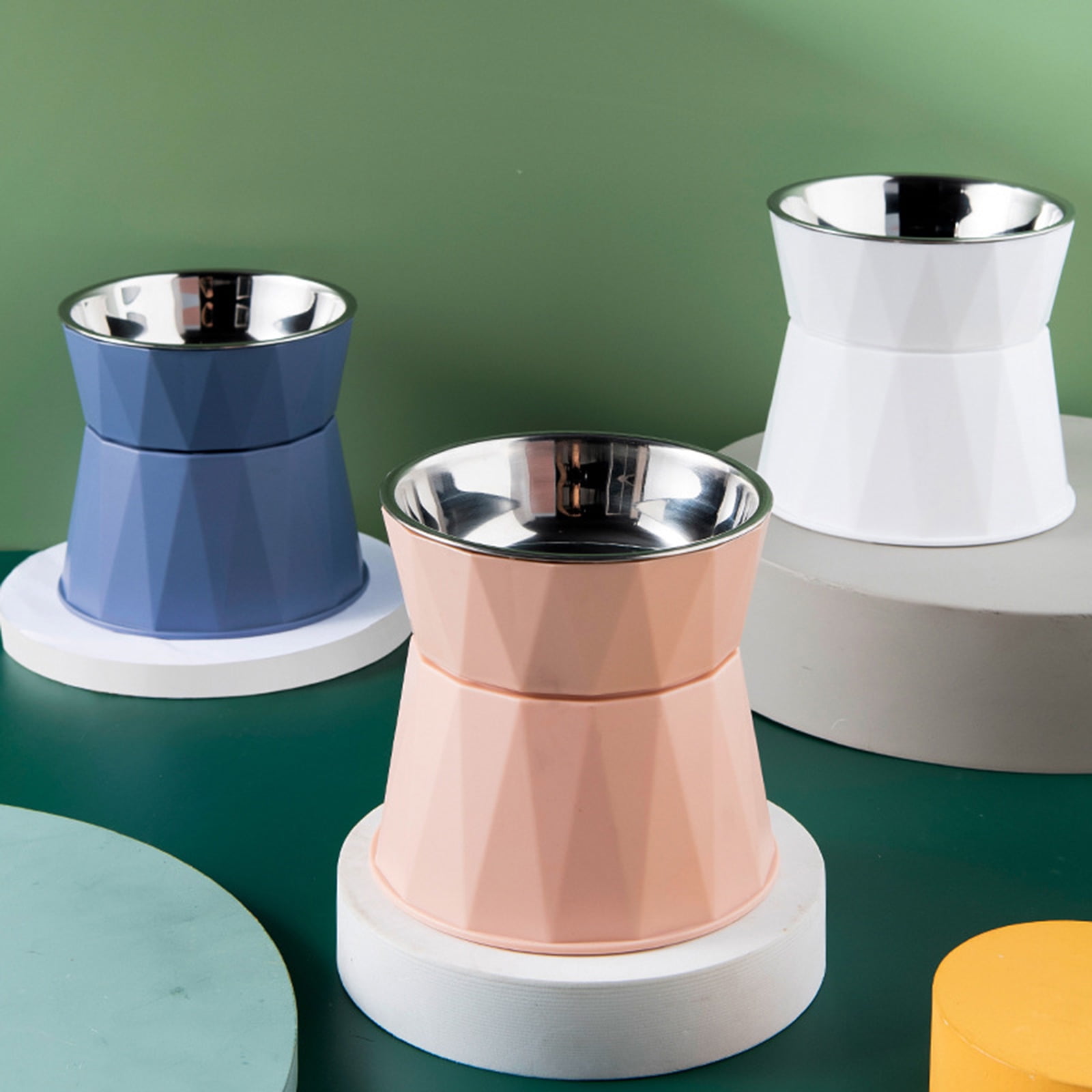 Dog Bowl Raised Cat Food Water Bowls with Detachable Elevated Stand Pet Stainless Steel Feeder Bowl No-Spill Anti Slip Pink - Image 3