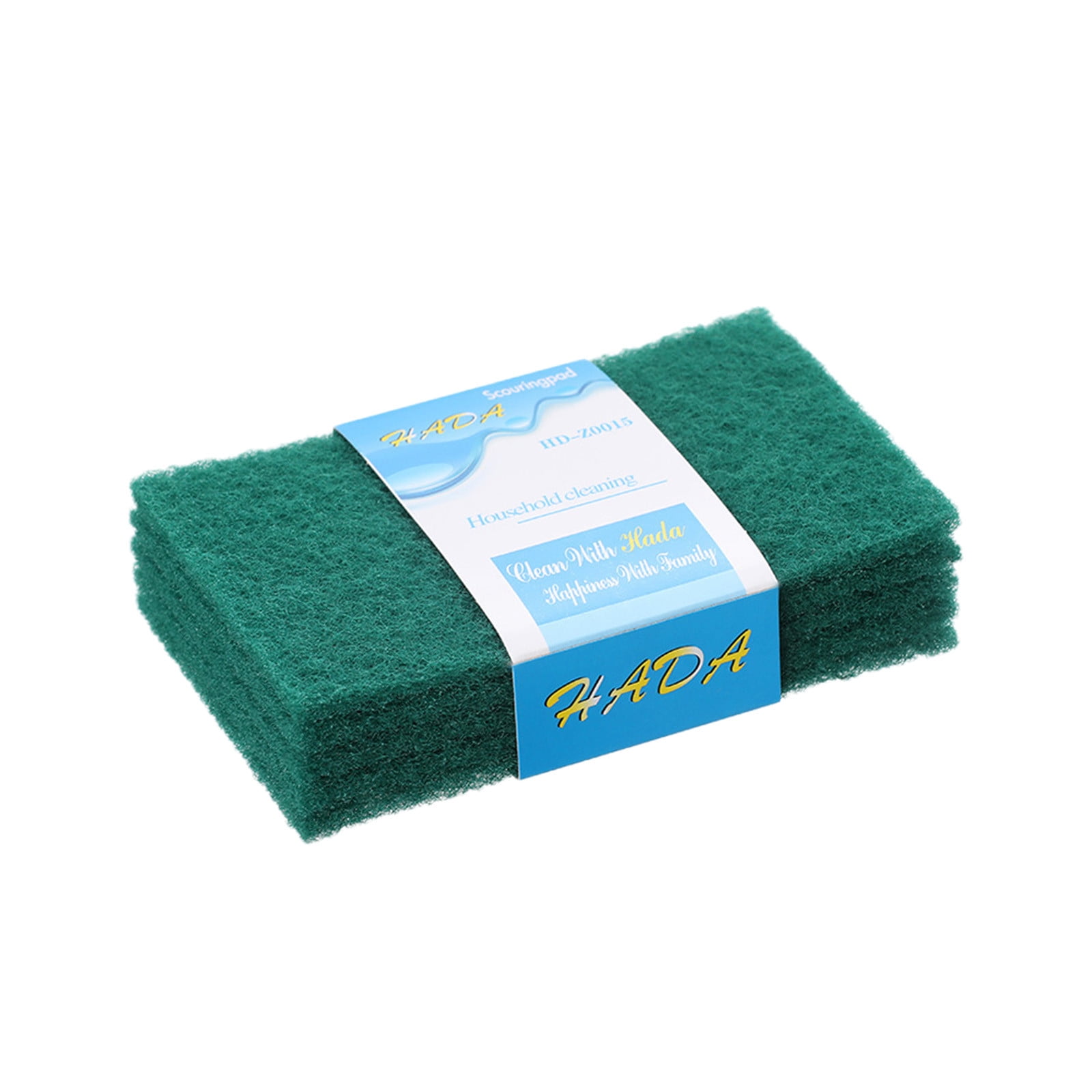 5 Pcs Scouring Pad, Dish Scrubber Scouring Pads, Green Reusable Household Scrub Pads, Double-sided Household Emery Sponge, for Dishes, Kitchen Scrubbers and Metal Grills Green - Image 2
