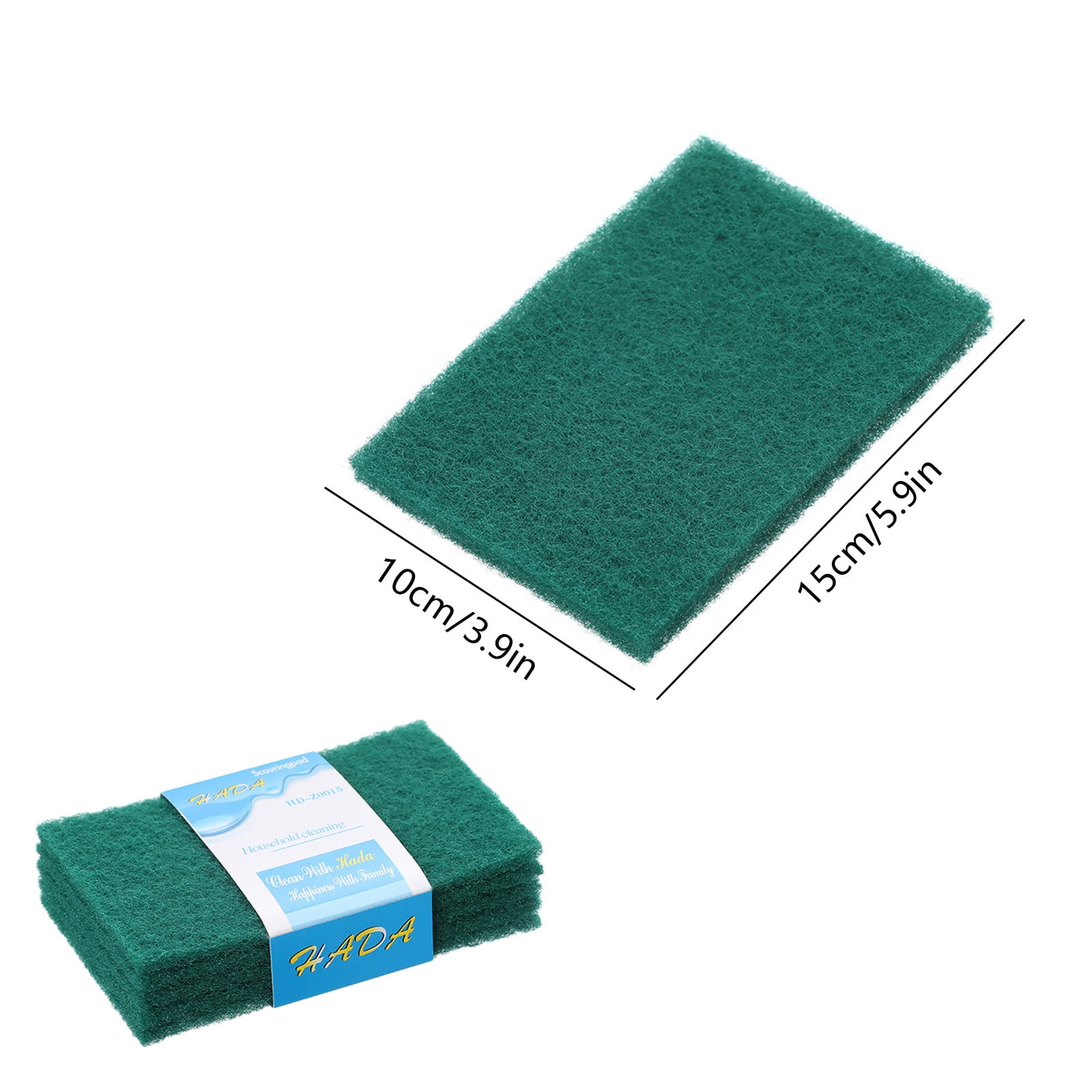 5 Pcs Scouring Pad, Dish Scrubber Scouring Pads, Green Reusable Household Scrub Pads, Double-sided Household Emery Sponge, for Dishes, Kitchen Scrubbers and Metal Grills Green - Image 3