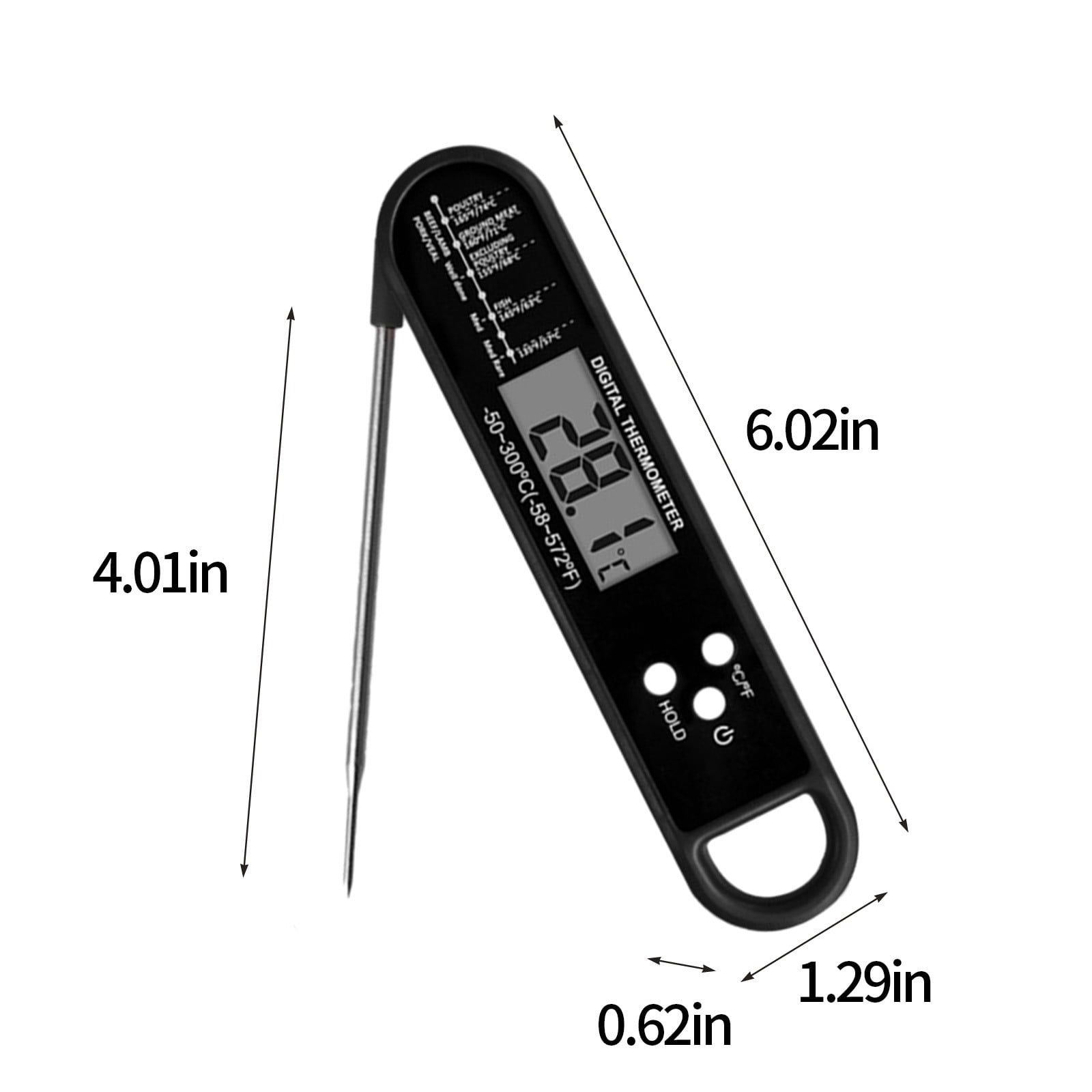 Meat Thermometer Digital, Instant Read Waterproof Food Thermometer, Instant Read Meat Thermometer, Digital T-hermometer with Long Probe, for Cooking, Grill, Candy, Kitchen, Stocking Stuffers Black - Image 3