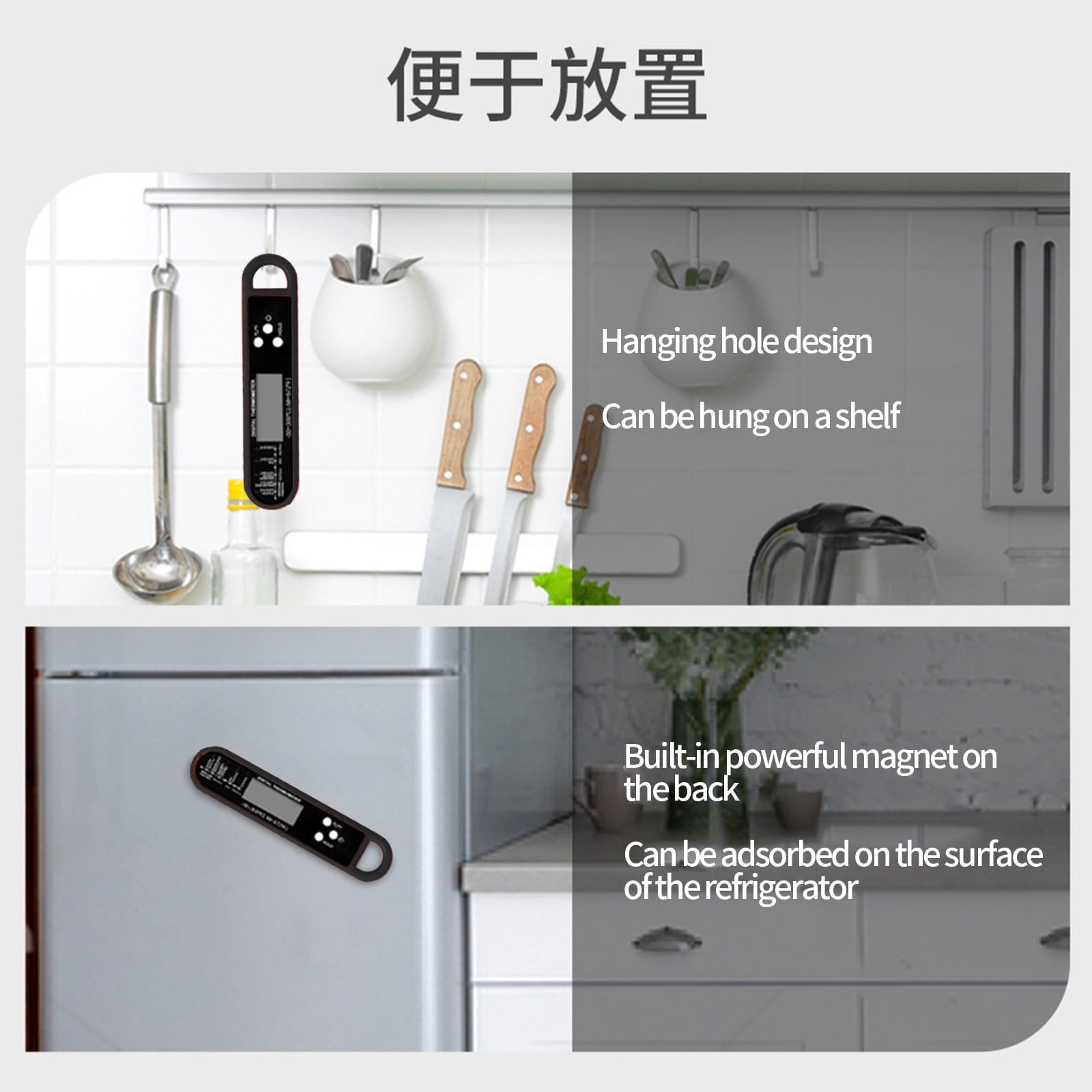 Meat Thermometer Digital, Instant Read Waterproof Food Thermometer, Instant Read Meat Thermometer, Digital T-hermometer with Long Probe, for Cooking, Grill, Candy, Kitchen, Stocking Stuffers Black - Image 5