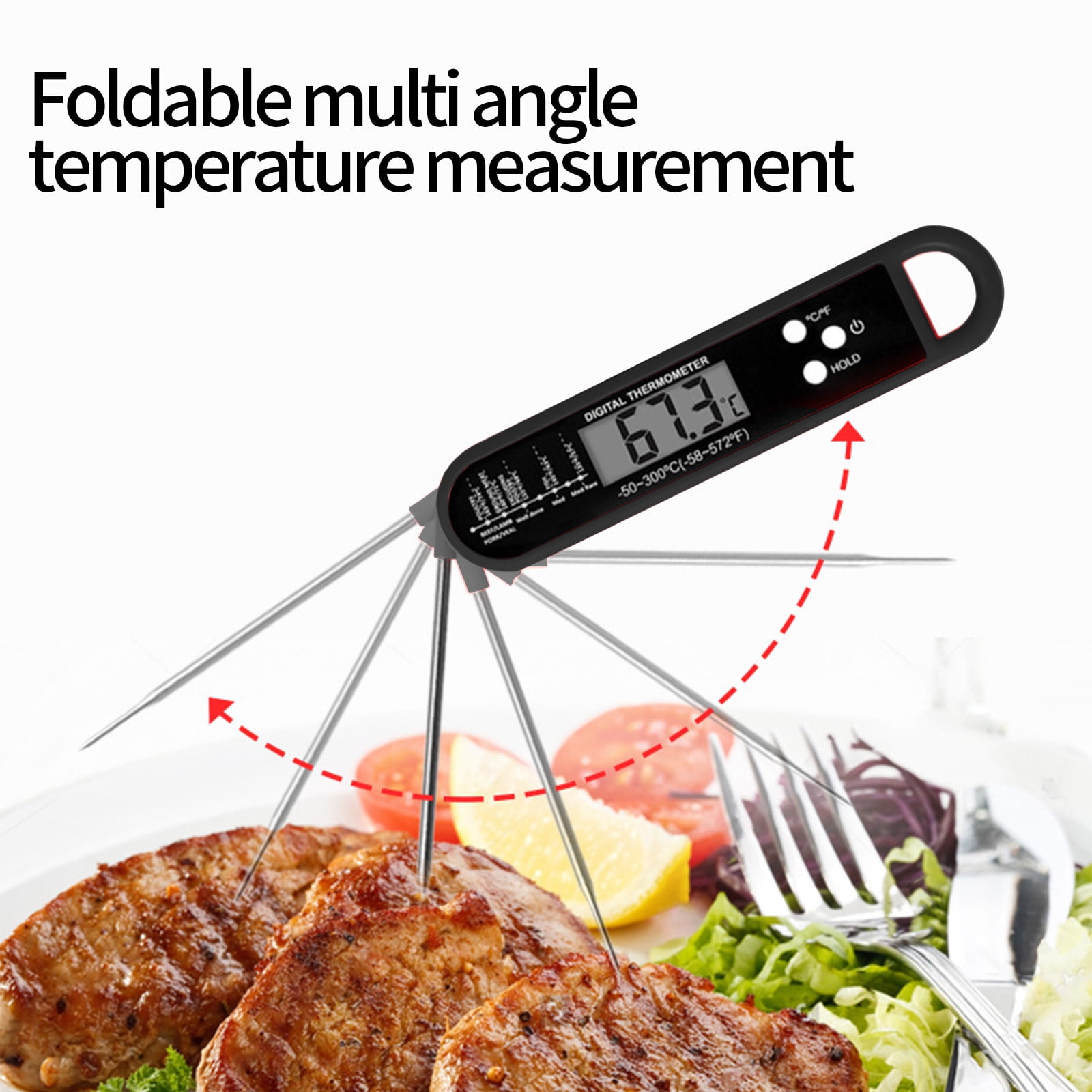 Meat Thermometer Digital, Instant Read Waterproof Food Thermometer, Instant Read Meat Thermometer, Digital T-hermometer with Long Probe, for Cooking, Grill, Candy, Kitchen, Stocking Stuffers Black - Image 6