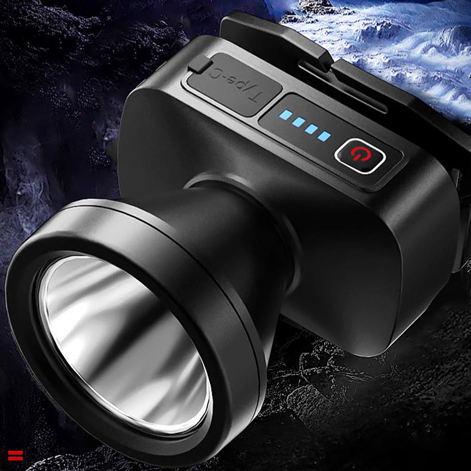 Rechargeable LED Headlamp, LED Spotlight Flashlight Outdoor, Long Lasting Large Waterproof Spot Light, Outdoor Fishing Night Fishing Lamp, Camping Light, for Hunting Boating Camping Black - Image 4