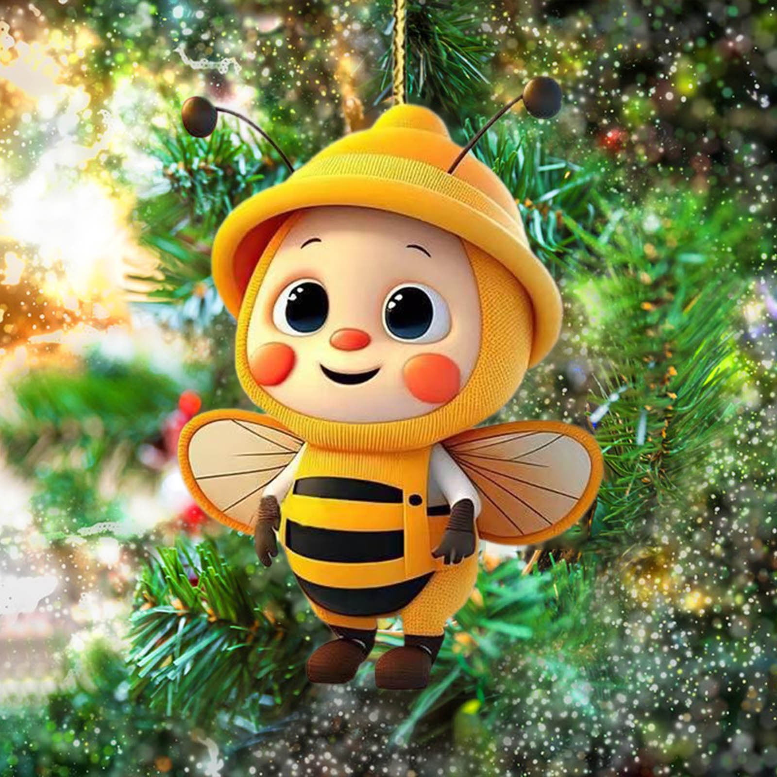 6PCS Christmas Cute Bee Hanging Ornaments, 3.15