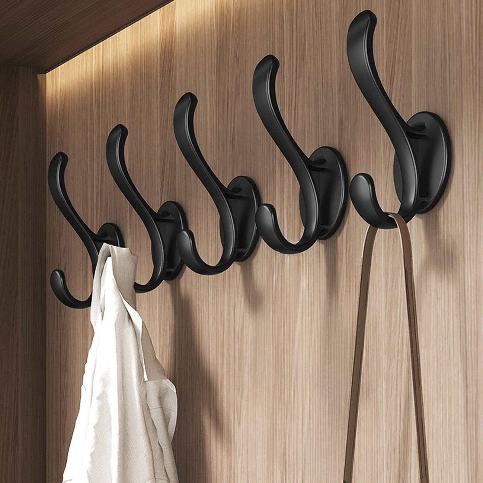 Wall Mounted Coat Hooks, 5 Pack Heavy Duty Hardware Robe Hooks, Decorative for Single Hanging Coats Towel Cubicle Classroom Kitchen Bath Backpack Hat Hook Black - Image 1