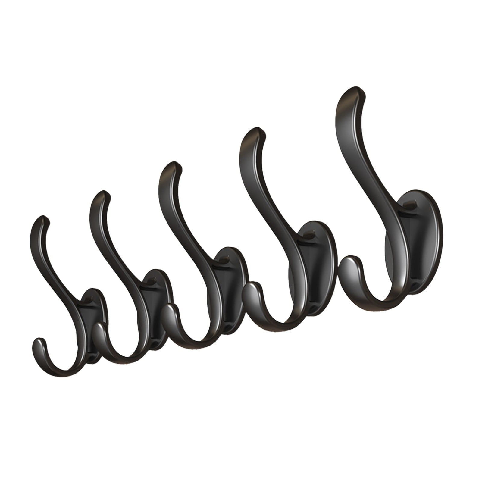 Wall Mounted Coat Hooks, 5 Pack Heavy Duty Hardware Robe Hooks, Decorative for Single Hanging Coats Towel Cubicle Classroom Kitchen Bath Backpack Hat Hook Black - Image 2