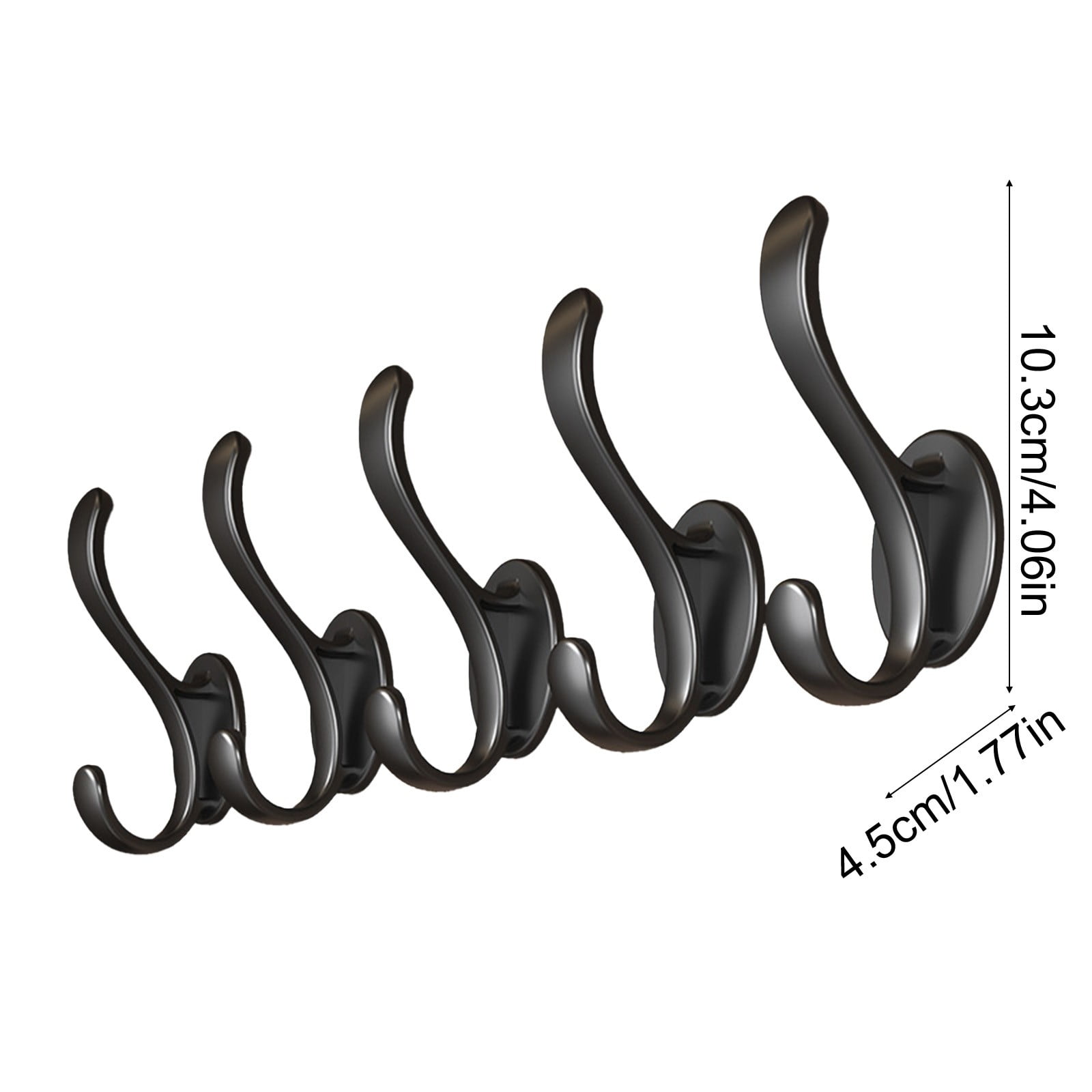 Wall Mounted Coat Hooks, 5 Pack Heavy Duty Hardware Robe Hooks, Decorative for Single Hanging Coats Towel Cubicle Classroom Kitchen Bath Backpack Hat Hook Black - Image 3