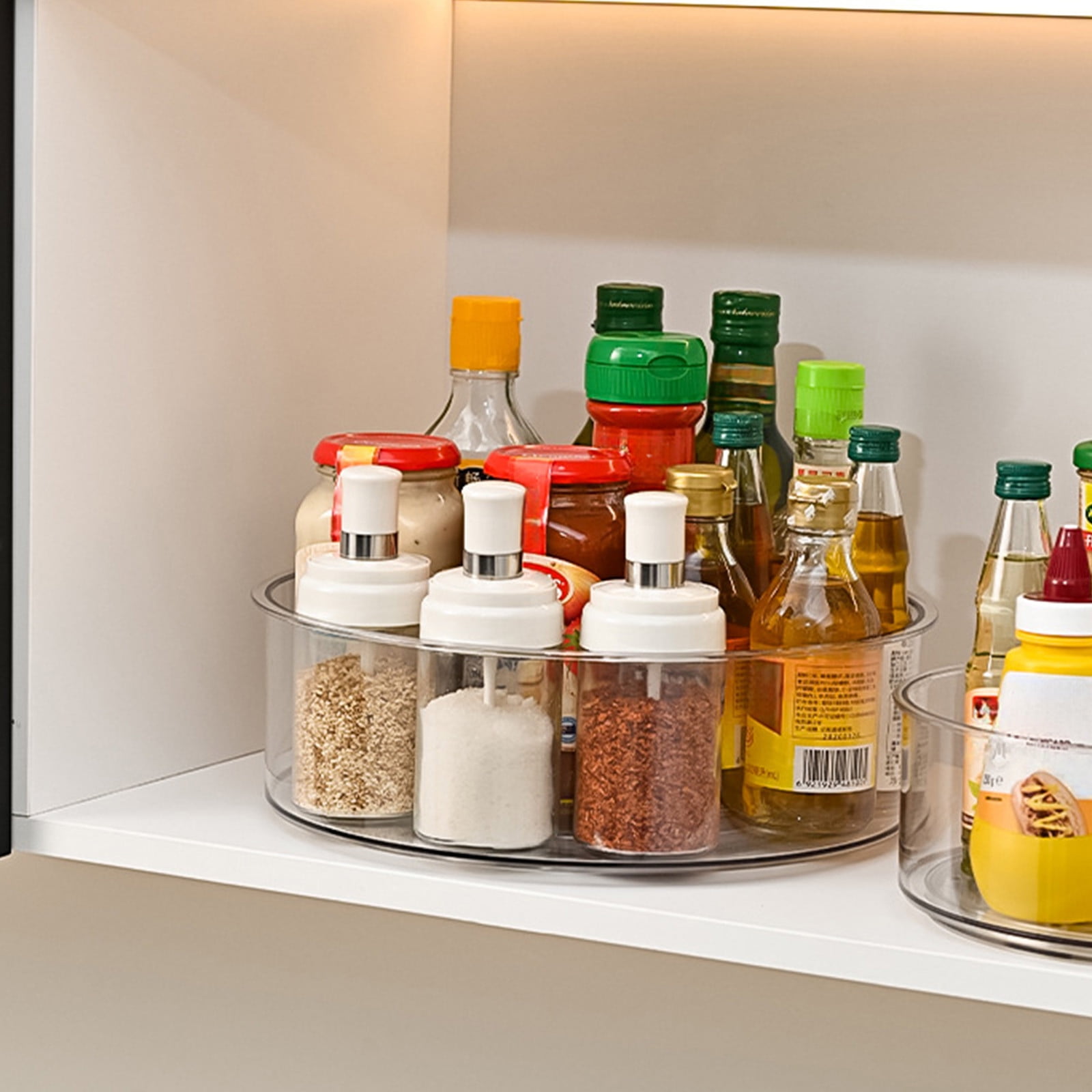 Lazy Turntable for Cabinet, Lazy Organizer with High Sides, Countertop Spinning Organizer for Spices, Clear Rotating Organizer, for Kitchen, Pantry, Refrigerator, Bathroom, Table, Fridge S - Image 6