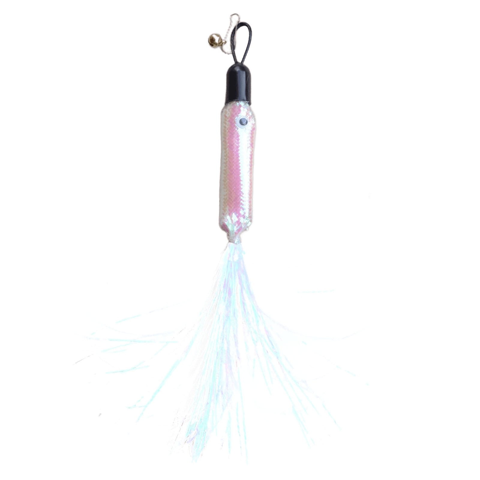 Cat Wand Toy, Replacement Head Tassel Cats Rod Accessories, Replaceable Colorful Rainbow Tassels, Funny and Interesting Cat Toys, for Indoor Cats, Pet Supplies (1 Replacement Head) Silver - Image 2
