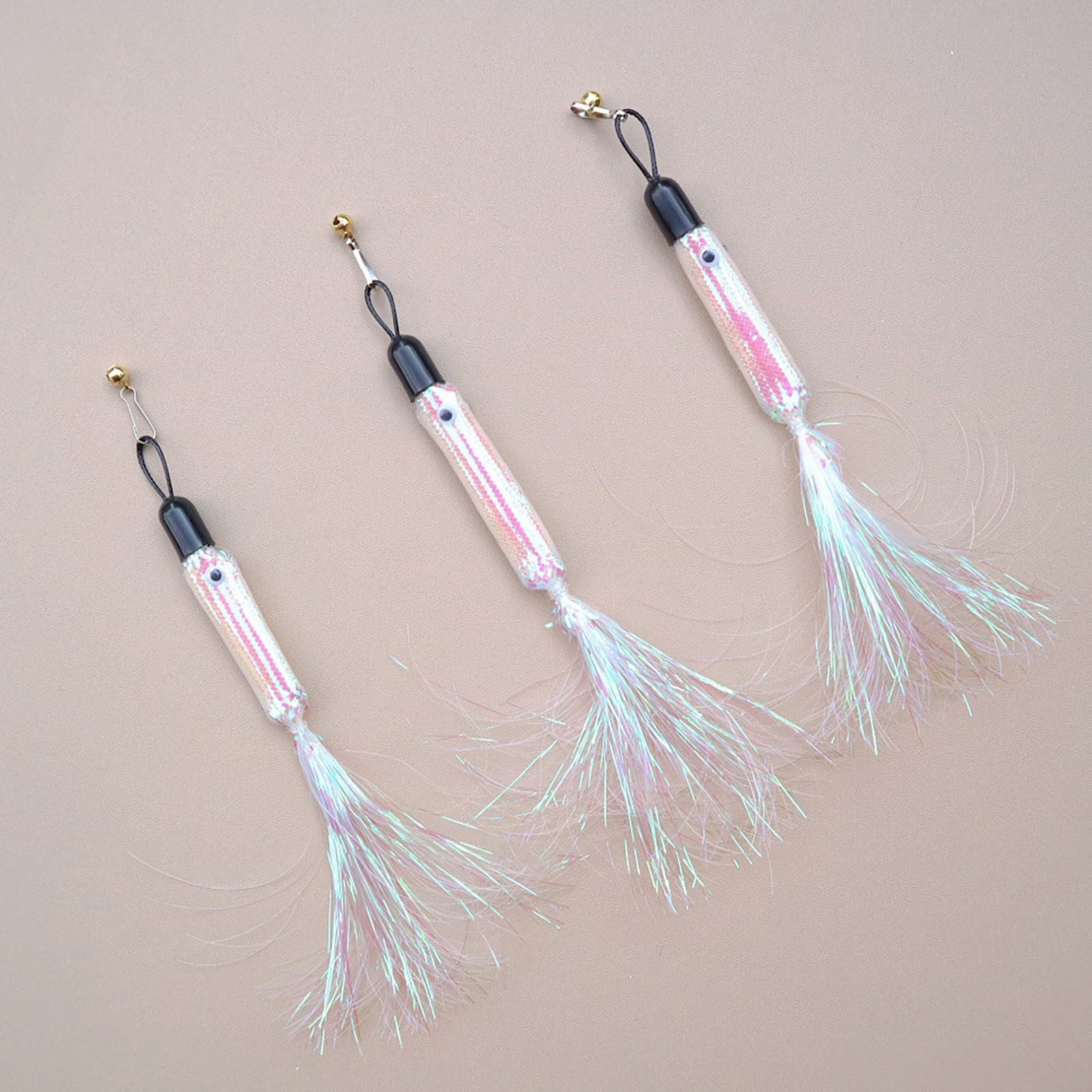 Cat Wand Toy, Replacement Head Tassel Cats Rod Accessories, Replaceable Colorful Rainbow Tassels, Funny and Interesting Cat Toys, for Indoor Cats, Pet Supplies (1 Replacement Head) Silver - Image 4