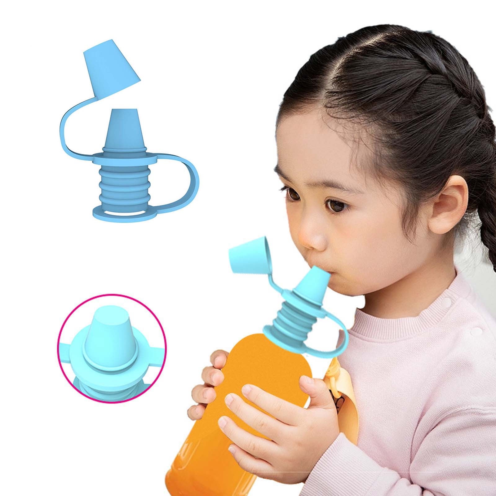 Original Water Bottle Topper, Silicone Sippy Top Spout with Protective Cap, Multifunctional Water Bottle Nozzle, 2-in-1 Water Bottle Cap, Silicone Topper for Food Pouch Blue - Image 5