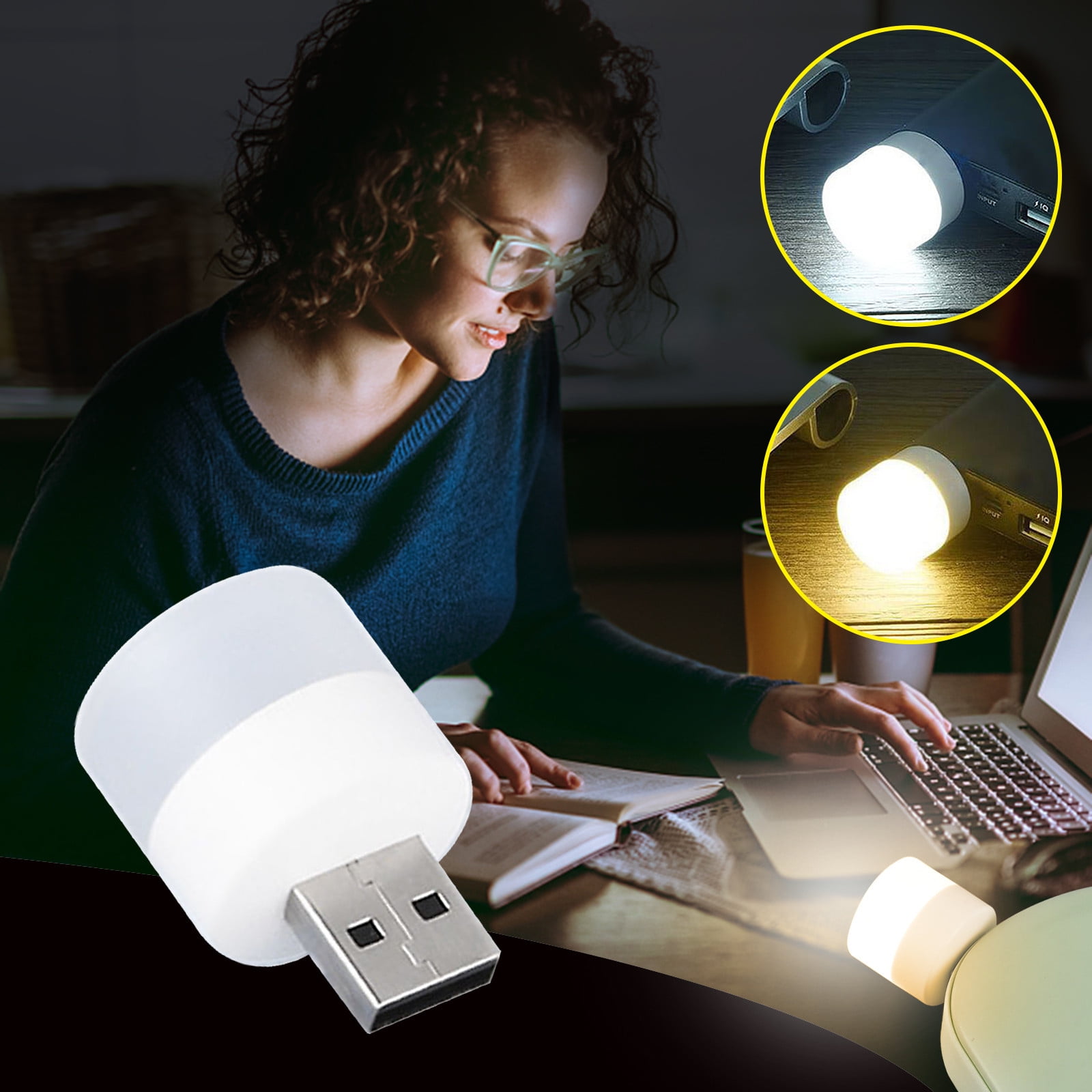 USB Night Light, LED Mini Light Bulb, Plug in Night Light, Small Bedside Night Lights, USB Light Bulb for Bedroom, Hallway, Kitchen, Car Tiny Light, Power Bank Power Outage Emergency Light Beige - Image 5