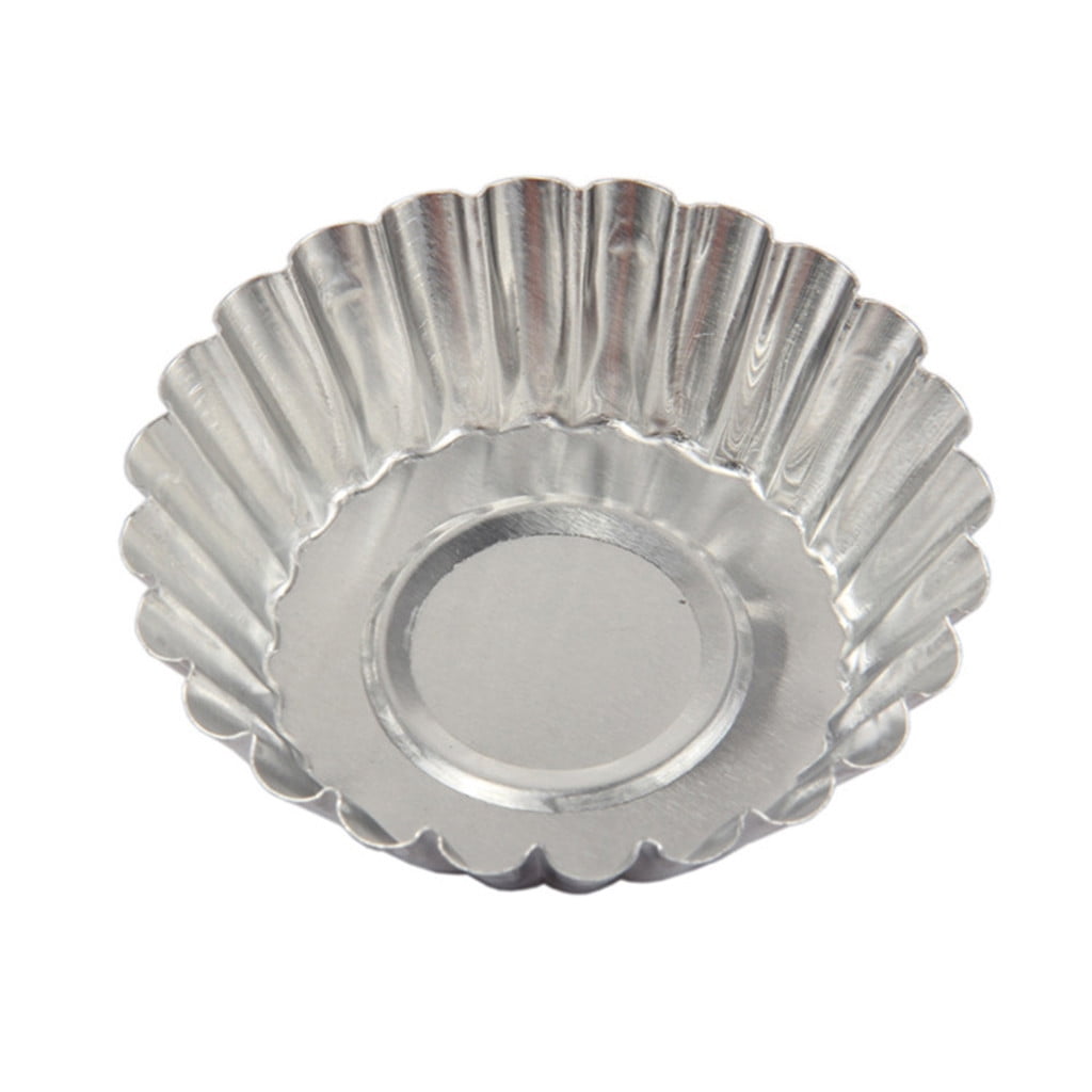 50Pcs Egg Tart Molds, Tart Pan, Mini Tart Tins, Aluminium Mini Tart Pans for Baking, Aluminum Cupcake, Cake Cookies Lined Molds Mould, Tin Baking Tool Hot Silver - Image 2