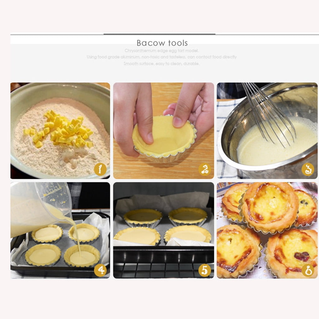 50Pcs Egg Tart Molds, Tart Pan, Mini Tart Tins, Aluminium Mini Tart Pans for Baking, Aluminum Cupcake, Cake Cookies Lined Molds Mould, Tin Baking Tool Hot Silver - Image 4