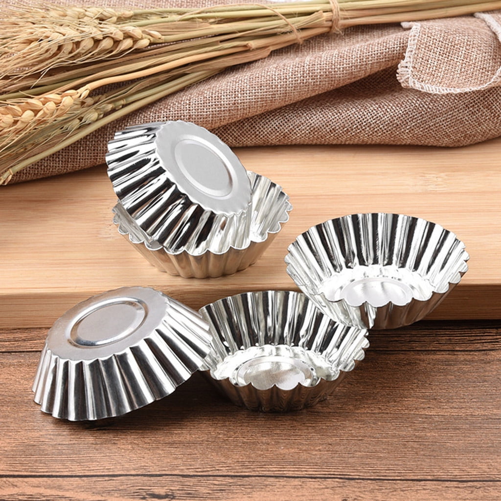 50Pcs Egg Tart Molds, Tart Pan, Mini Tart Tins, Aluminium Mini Tart Pans for Baking, Aluminum Cupcake, Cake Cookies Lined Molds Mould, Tin Baking Tool Hot Silver - Image 6