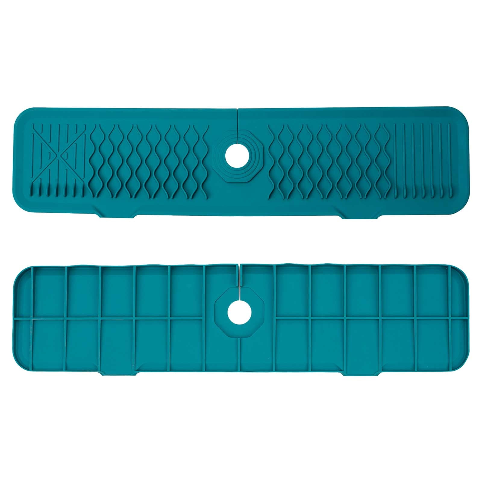 Faucet Mat for Kitchen Sink, Silicone Sink Splash Guard, Faucet Draining Mat, Dish Soap Sponge Holder, Around Faucet Bathroom Gadgets, Sink Accessories, Drying Mats Organizer Green - Image 1