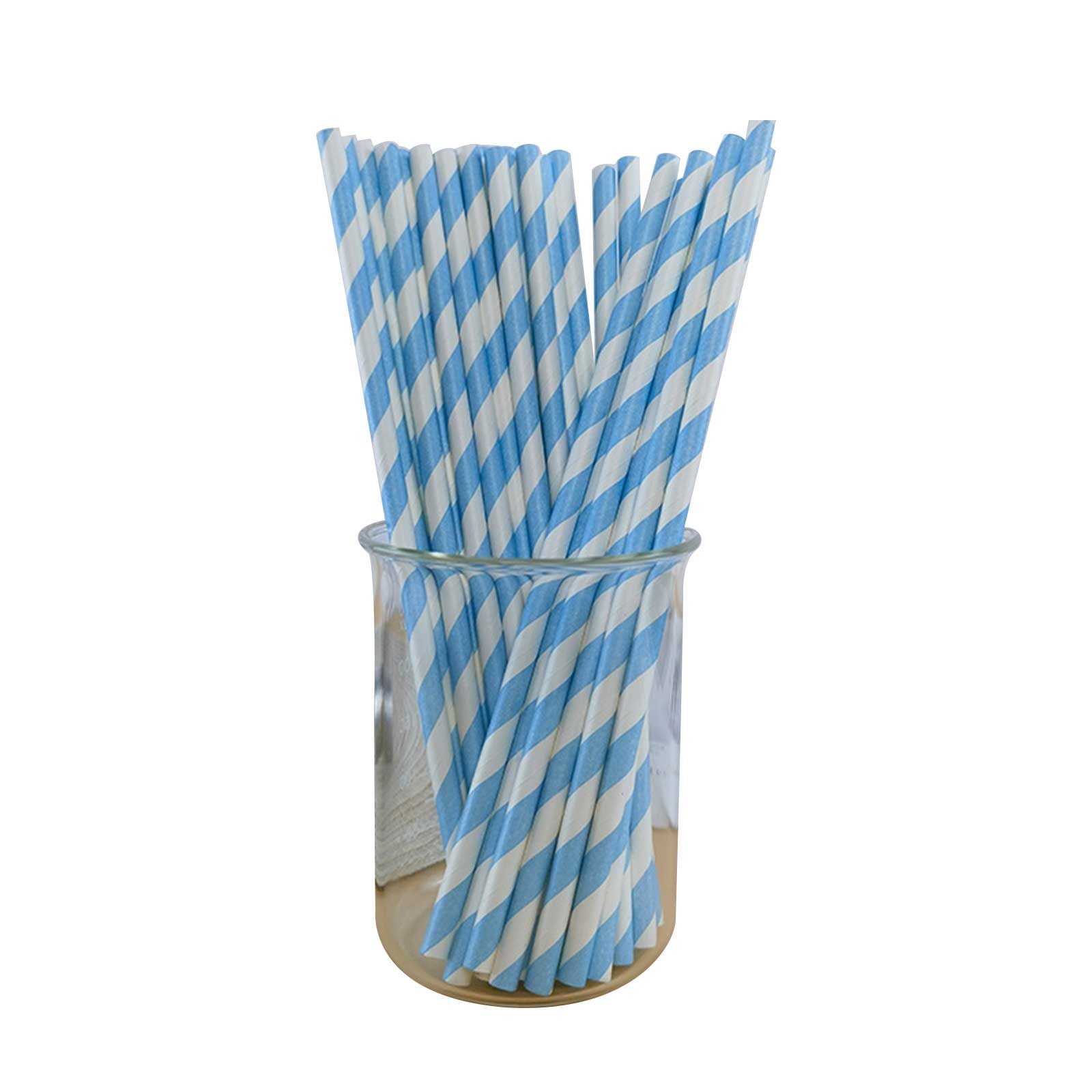 100Pcs Paper Disposable Straws, Red and White Striped Paper Straws, Biodegradable Disposable Drinking Straws for Smoothie, Brithday, New Year, Party Decoration Supplies Green - Image 3