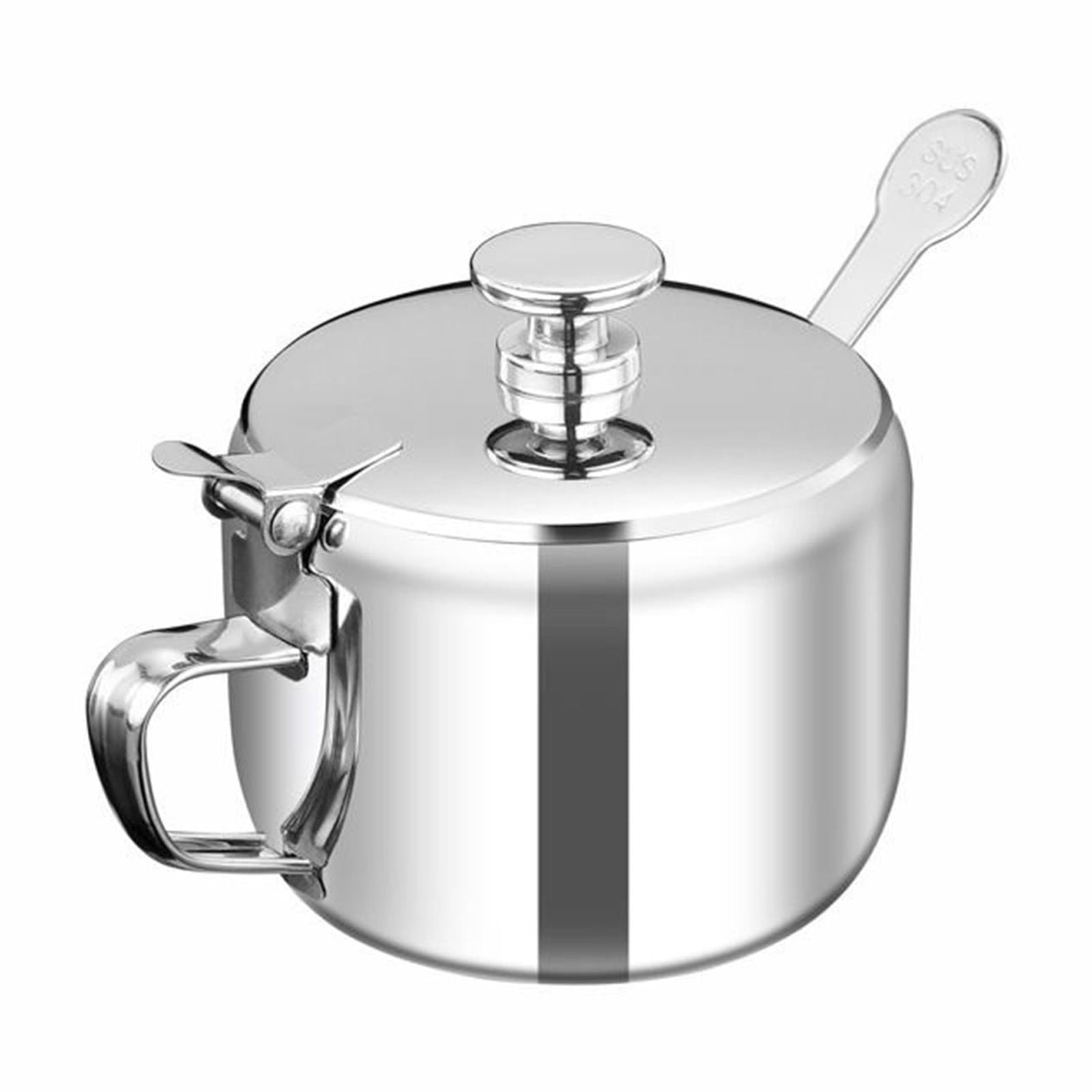 Sugar Bowl with Lid and Spoon, Stainless Steel Sugar Creamer Container, Round Seasoning Jar, Durable Seasoning Jar, for Coffee Bar Accessories, Kitchen Food Storage Jar S - Image 2