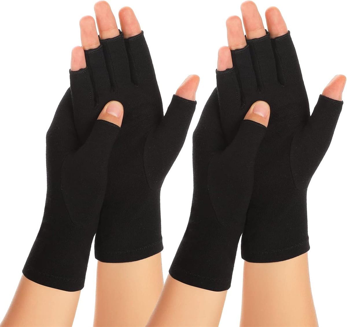 12 Pairs Cotton Gloves,Reusable Half Finger Touchscreen Gloves,7.5x3.9In Summer Sun UV Protection Gloves for Men and Women Black - Image 3