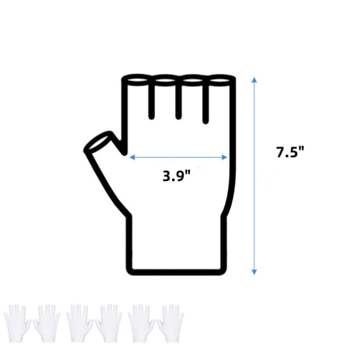12 Pairs Cotton Gloves,Reusable Half Finger Touchscreen Gloves,7.5x3.9In Summer Sun UV Protection Gloves for Men and Women White - Image 2