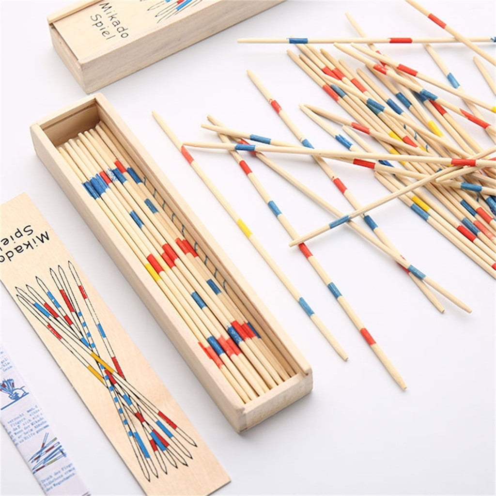 31PCS Pick Up Sticks, Wooden Pick Up Sticks Game with Gift Box, Classic Table Game Funny Family Board Game for Home Famliy Friend As shown - Image 1
