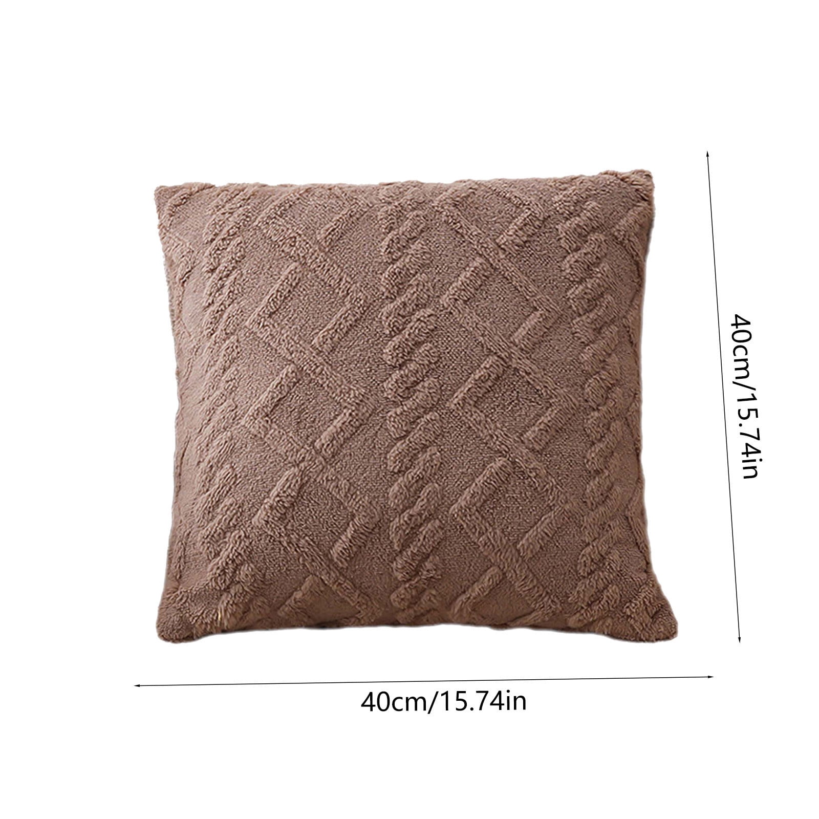 Summer Throw Pillows, Geometric Jacquard Plush Throw Pillow for Couch Bed Sofa, Farmhouse Neutral Solid Color Soft Cushion, Plush Short Wool Throw Pillow, for Living Room Bedroom Bed, 1Pc Brown - Image 2
