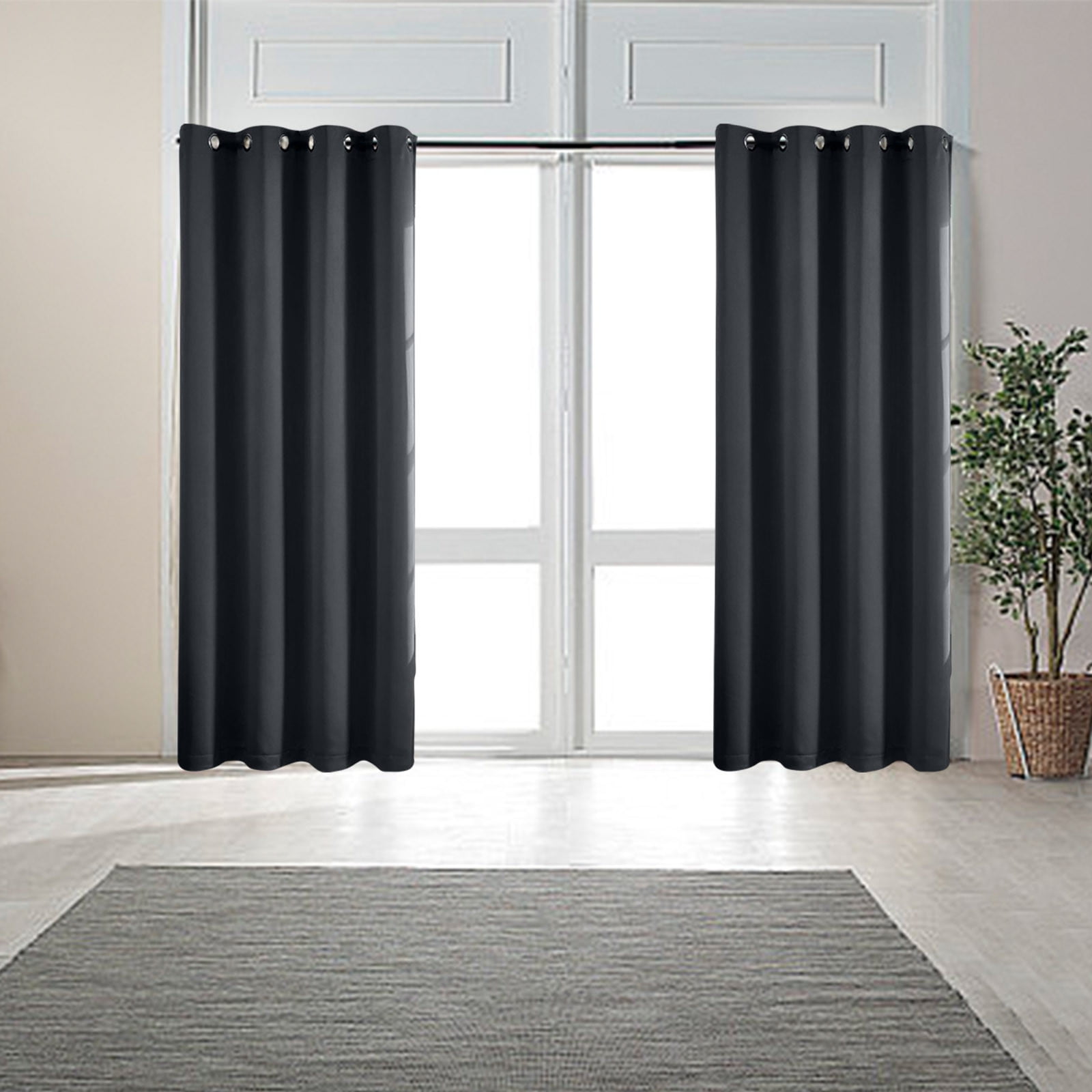 RV Camper Door Window Curtains, Blackout Privacy Curtains, Drapes for Bathroom Bedroom Kitchen, Portable Travel Trailer Small Window Decor, Short Blackout Curtain Black - Image 1