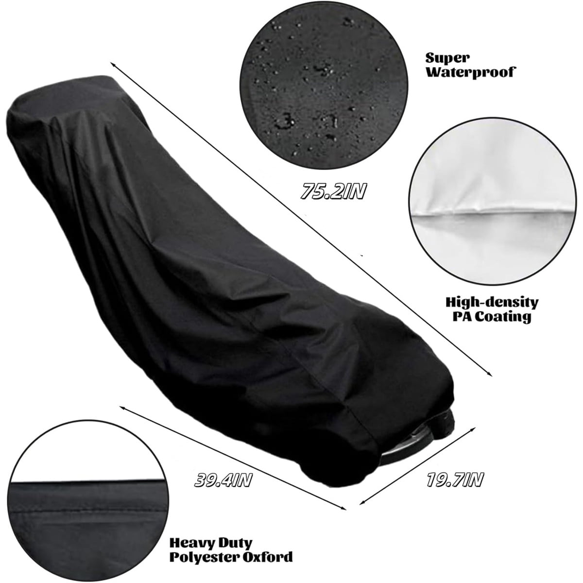 Waterproof Protective Cover,QZS Heavy Duty Push Lawn Mower Cover,75.2x19.7x39.4In,Universal Oxford Cover Fit with Drawstring,1Pack - Image 2