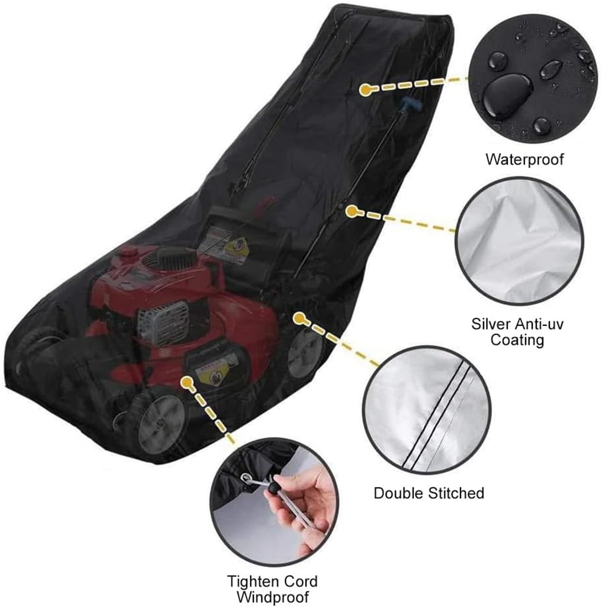 Waterproof Protective Cover,QZS Heavy Duty Push Lawn Mower Cover,75.2x19.7x39.4In,Universal Oxford Cover Fit with Drawstring,1Pack - Image 5