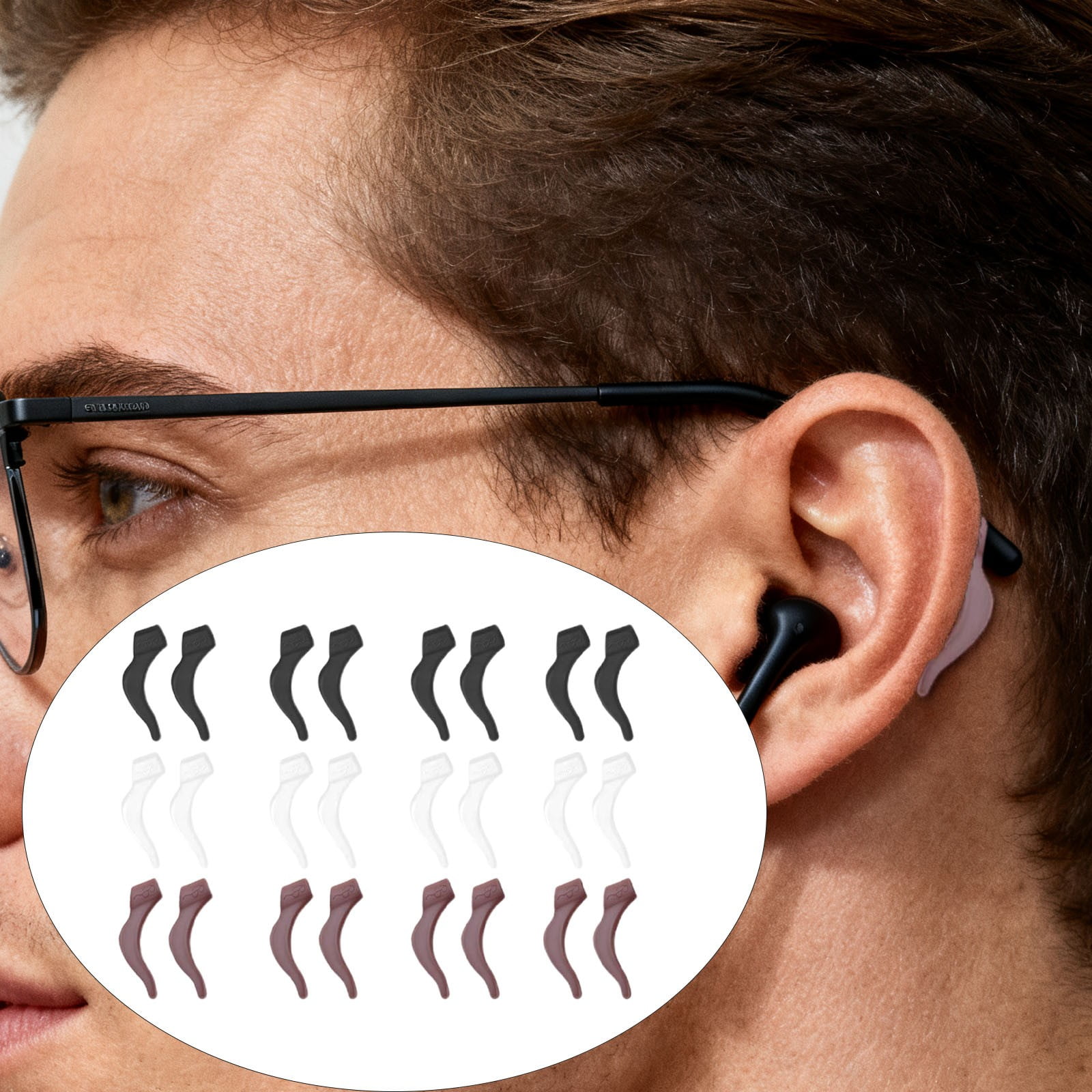 24Pcs Silicone Slip Ear Hook,Eyeglass Retainer,Anti Slip Ear Grips Hook,Comfortable and Durable Glasses Accessories for Sports,Reading,Outdoor Activities,and Daily Use,A B - Image 2