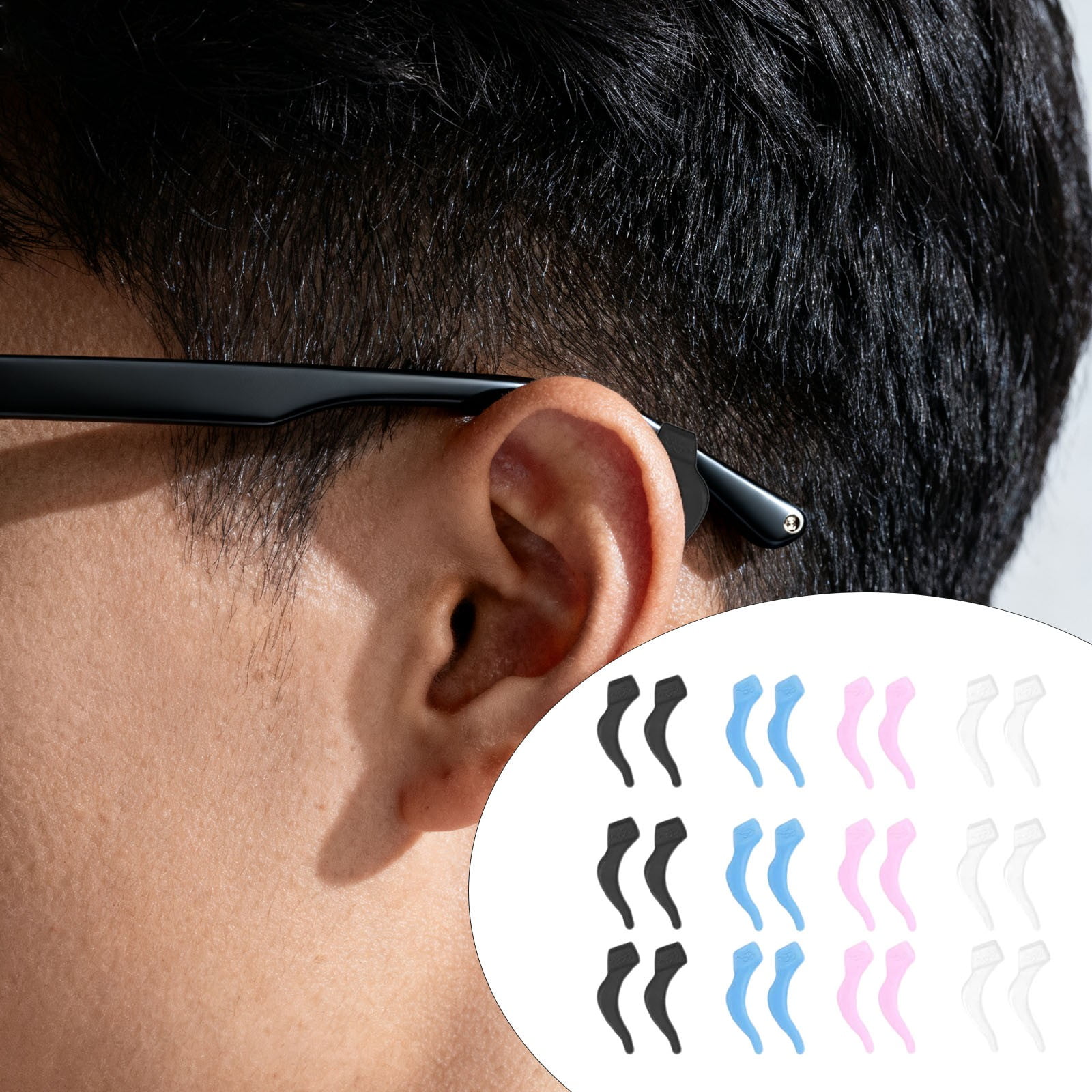 24Pcs Silicone Slip Ear Hook,Eyeglass Retainer,Anti Slip Ear Grips Hook,Comfortable and Durable Glasses Accessories for Sports,Reading,Outdoor Activities,and Daily Use,A C - Image 2