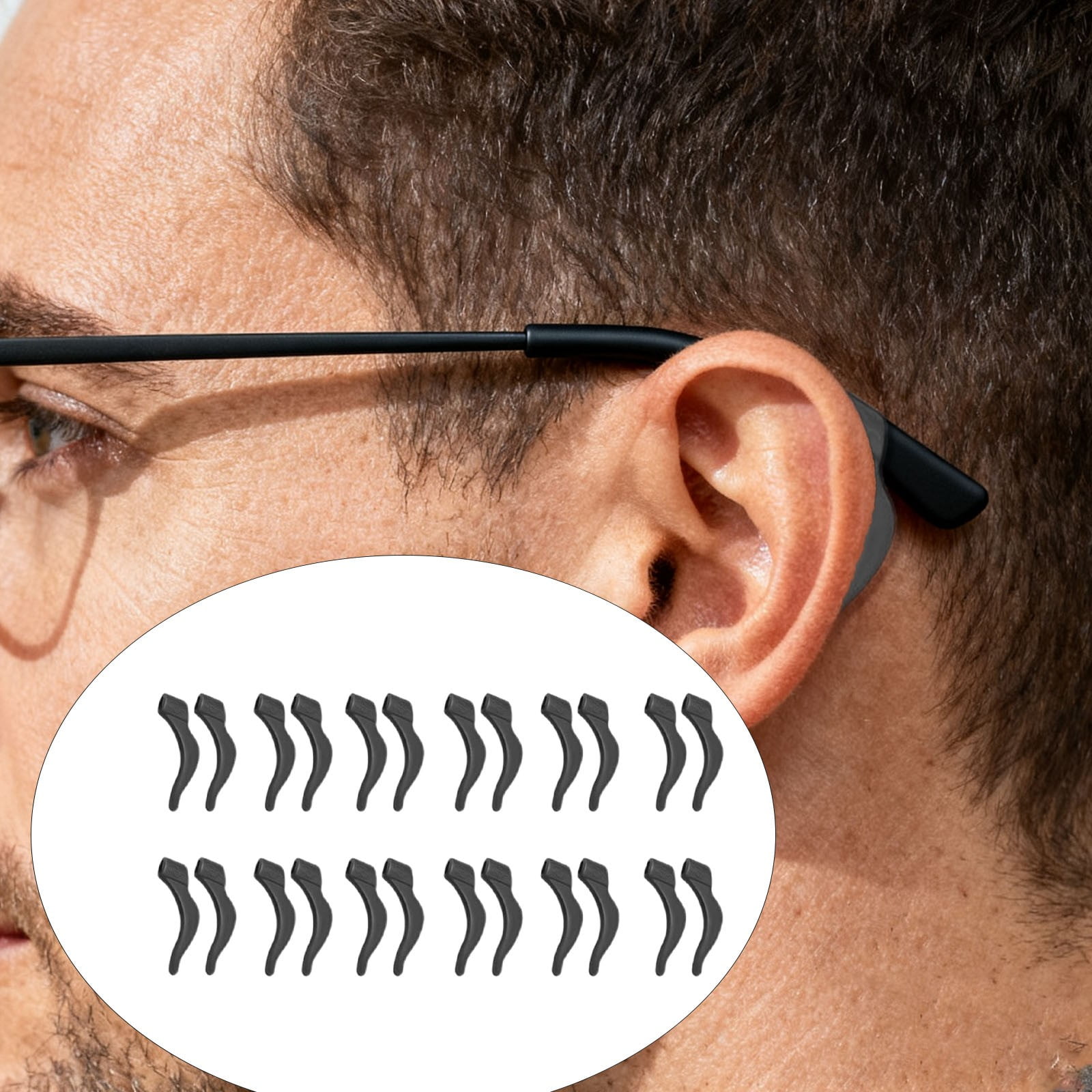 24Pcs Silicone Slip Ear Hook,Eyeglass Retainer,Anti Slip Ear Grips Hook,Comfortable and Durable Glasses Accessories for Sports,Reading,Outdoor Activities,and Daily Use,A J - Image 2